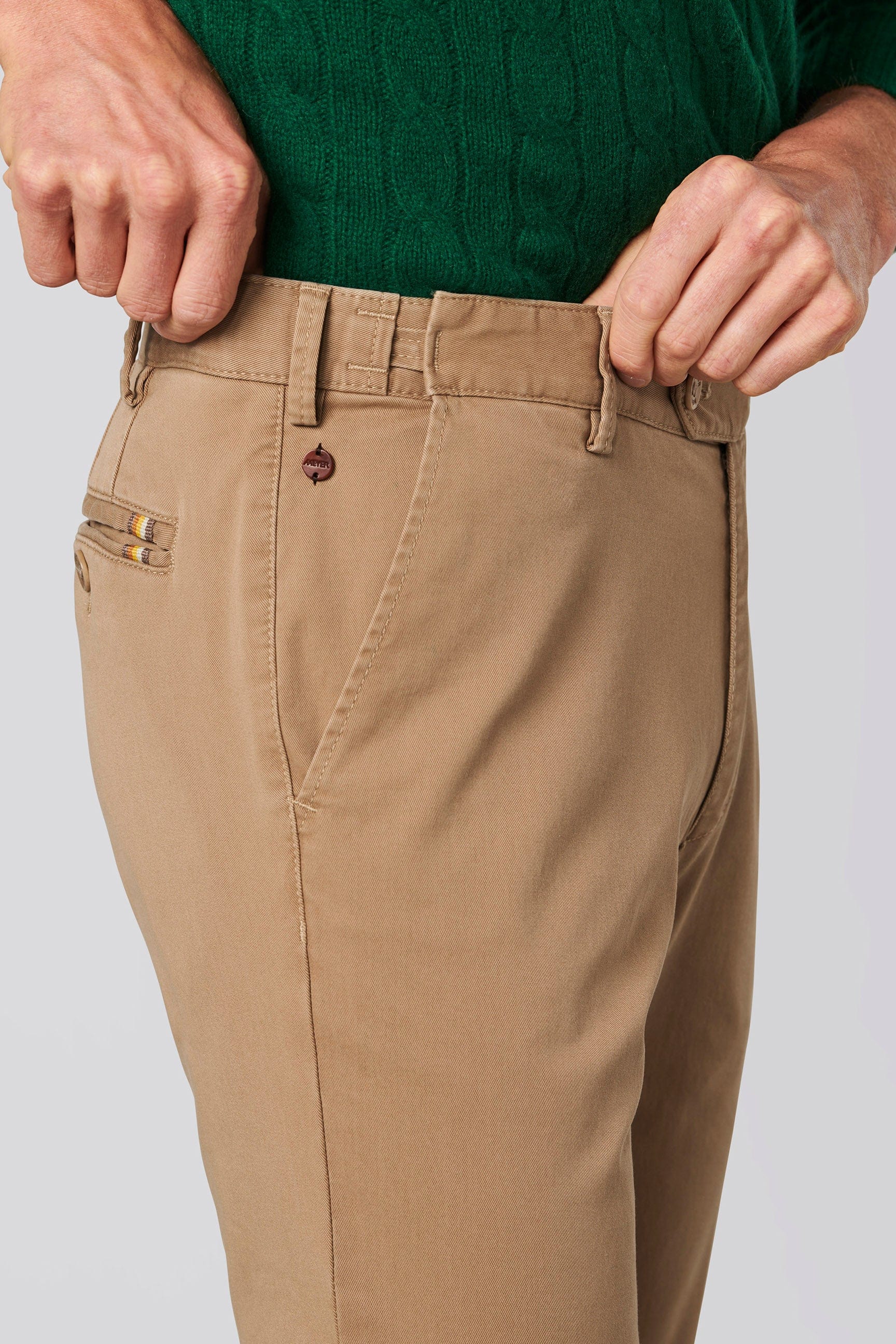 Oslo Cotton Stretch Waist Chinos - Camel - Image 3