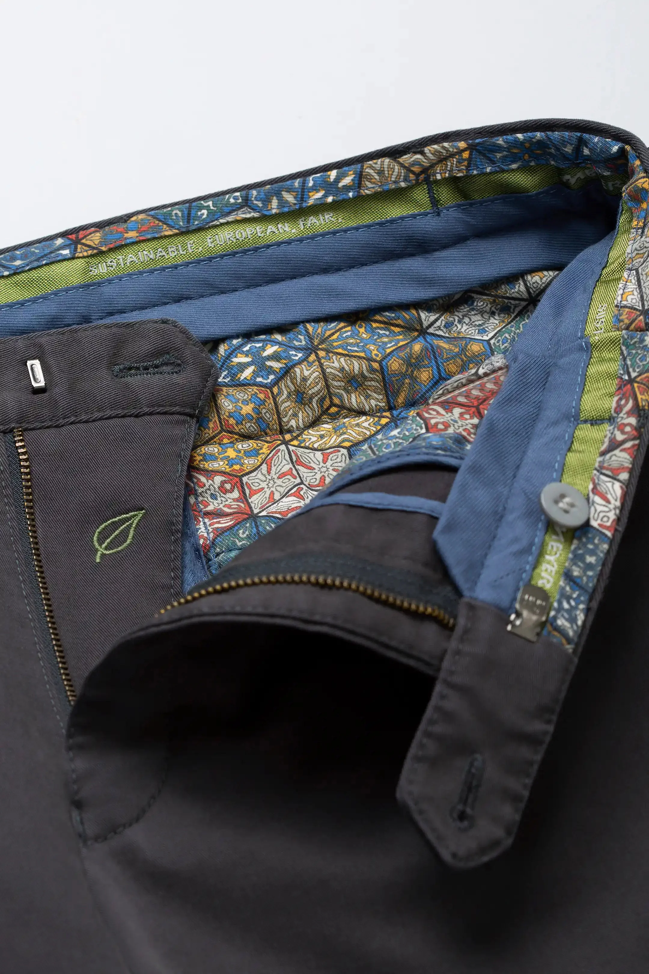 Oslo Cotton Stretch Waist Chinos - Charcoal - Image 5