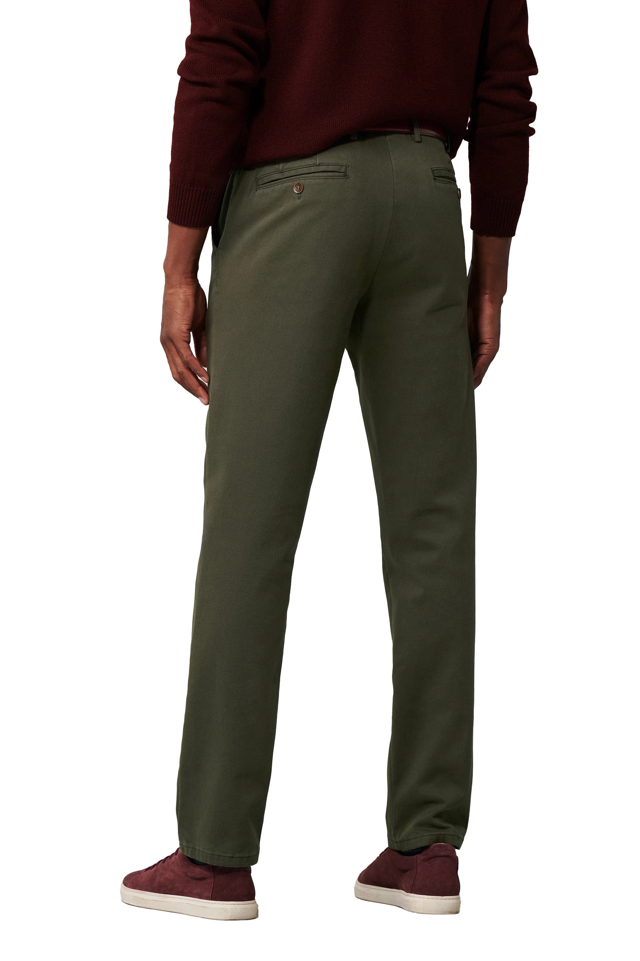Oslo Cotton Stretch Waist Chinos - Laurel Green - Image 2