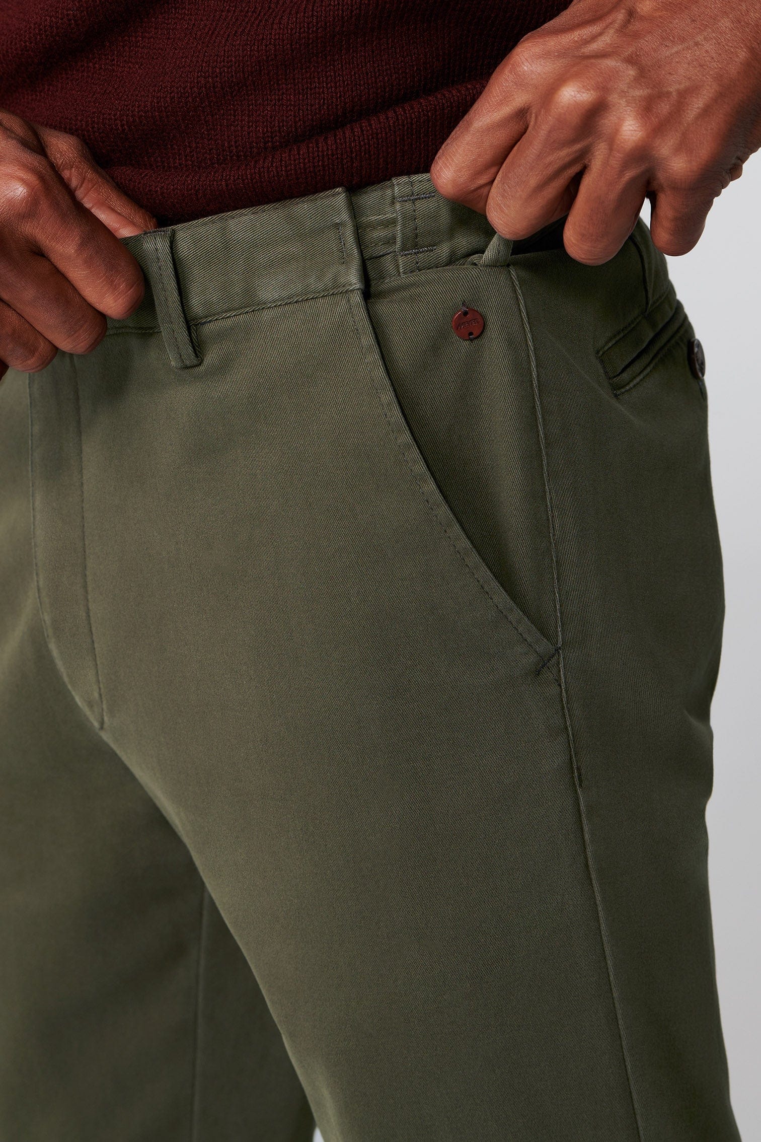 Oslo Cotton Stretch Waist Chinos - Laurel Green - Image 5