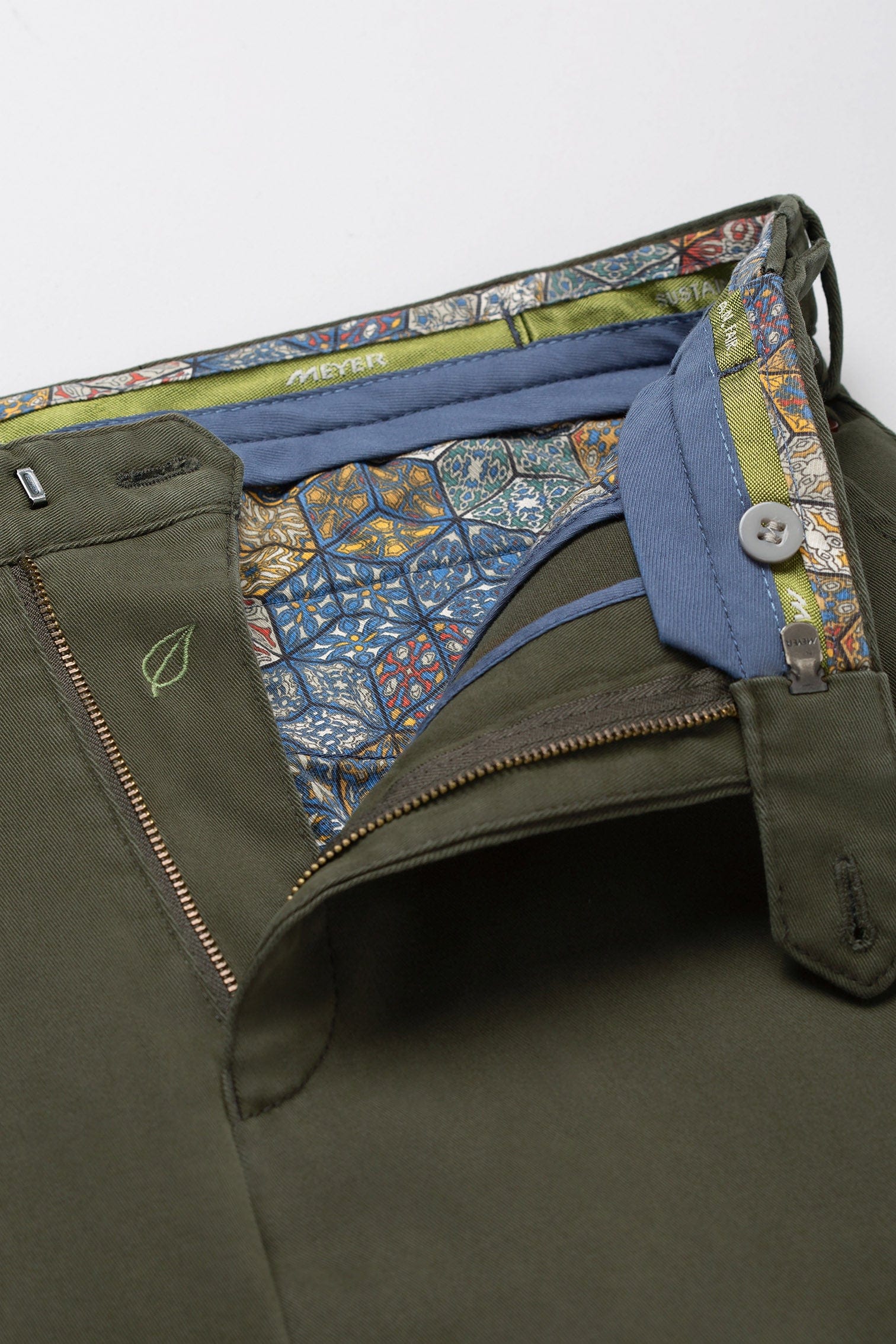 Oslo Cotton Stretch Waist Chinos - Laurel Green - Image 6