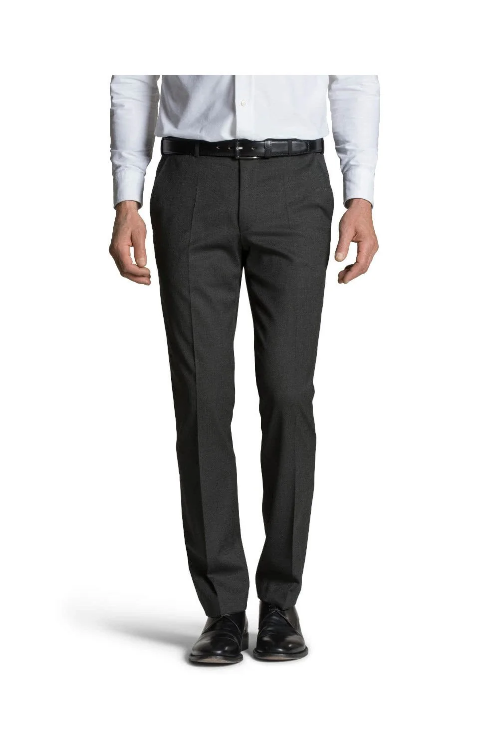 Oslo Poly/Wool Stretch Waist Trousers - Charcoal