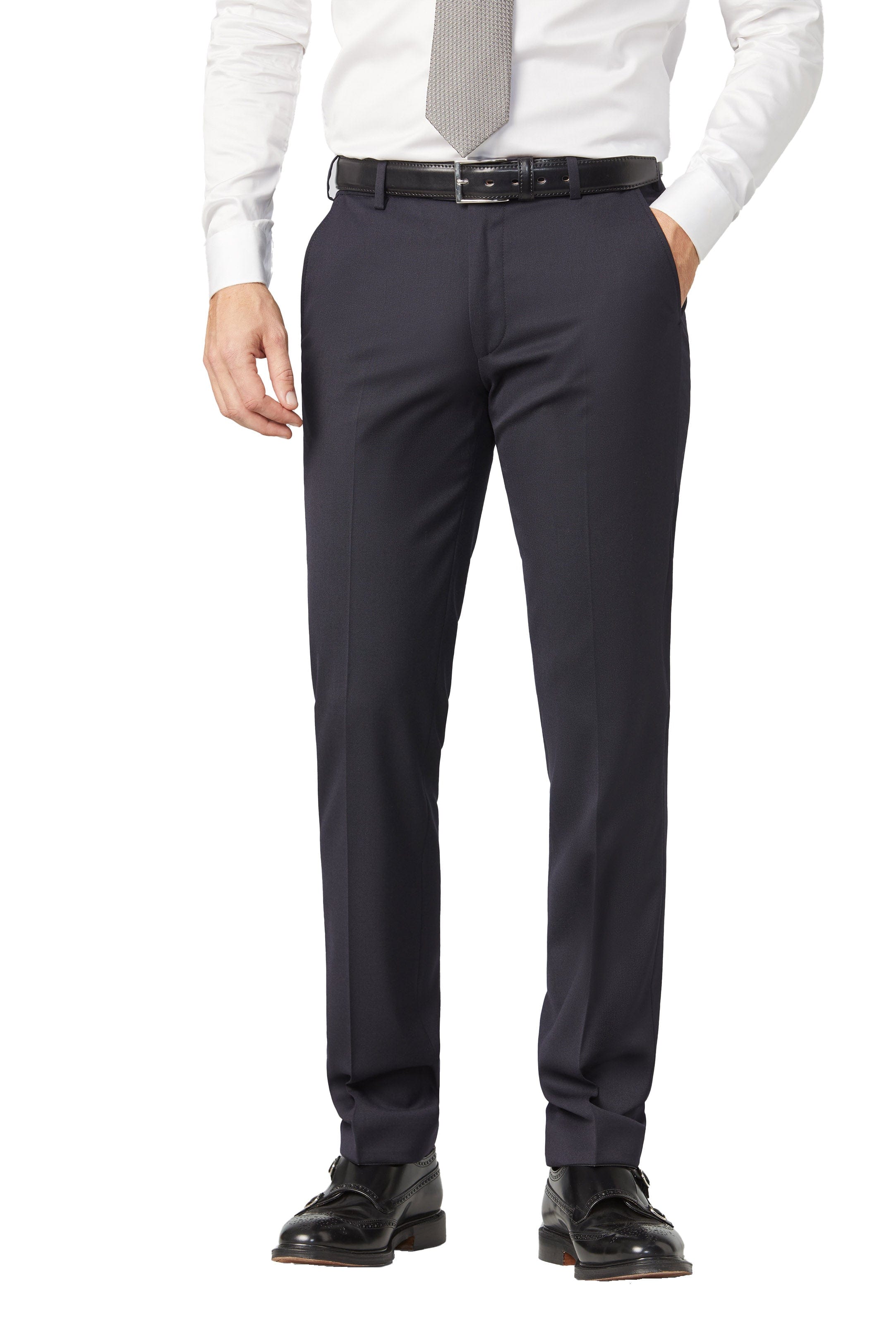 Oslo Poly/Wool Stretch Waist Trousers - Navy