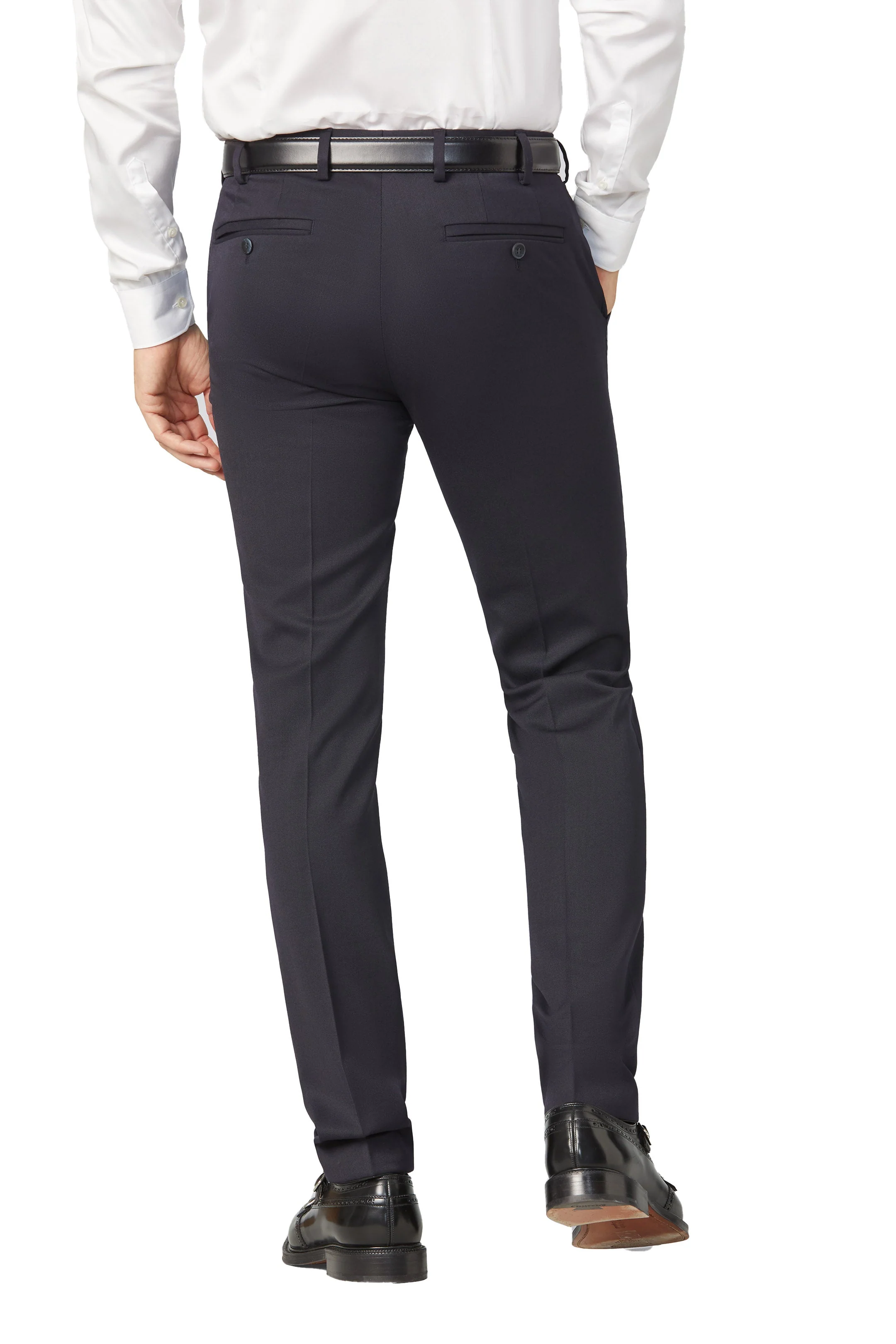 Oslo Poly/Wool Stretch Waist Trousers - Navy - Image 2