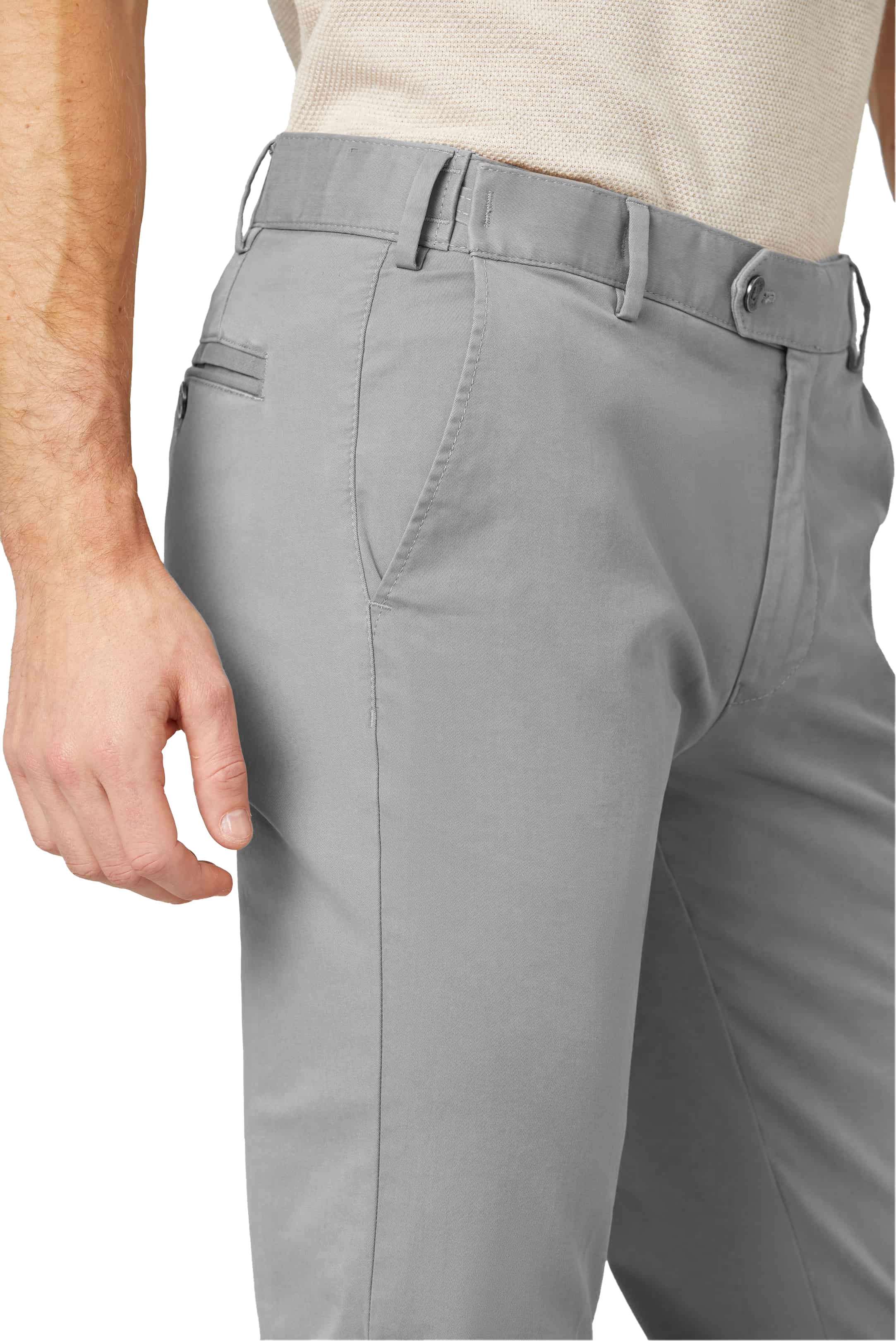 Oslo Lightweight Stretch Waist Twill Chinos - Smoke Grey - Image 3