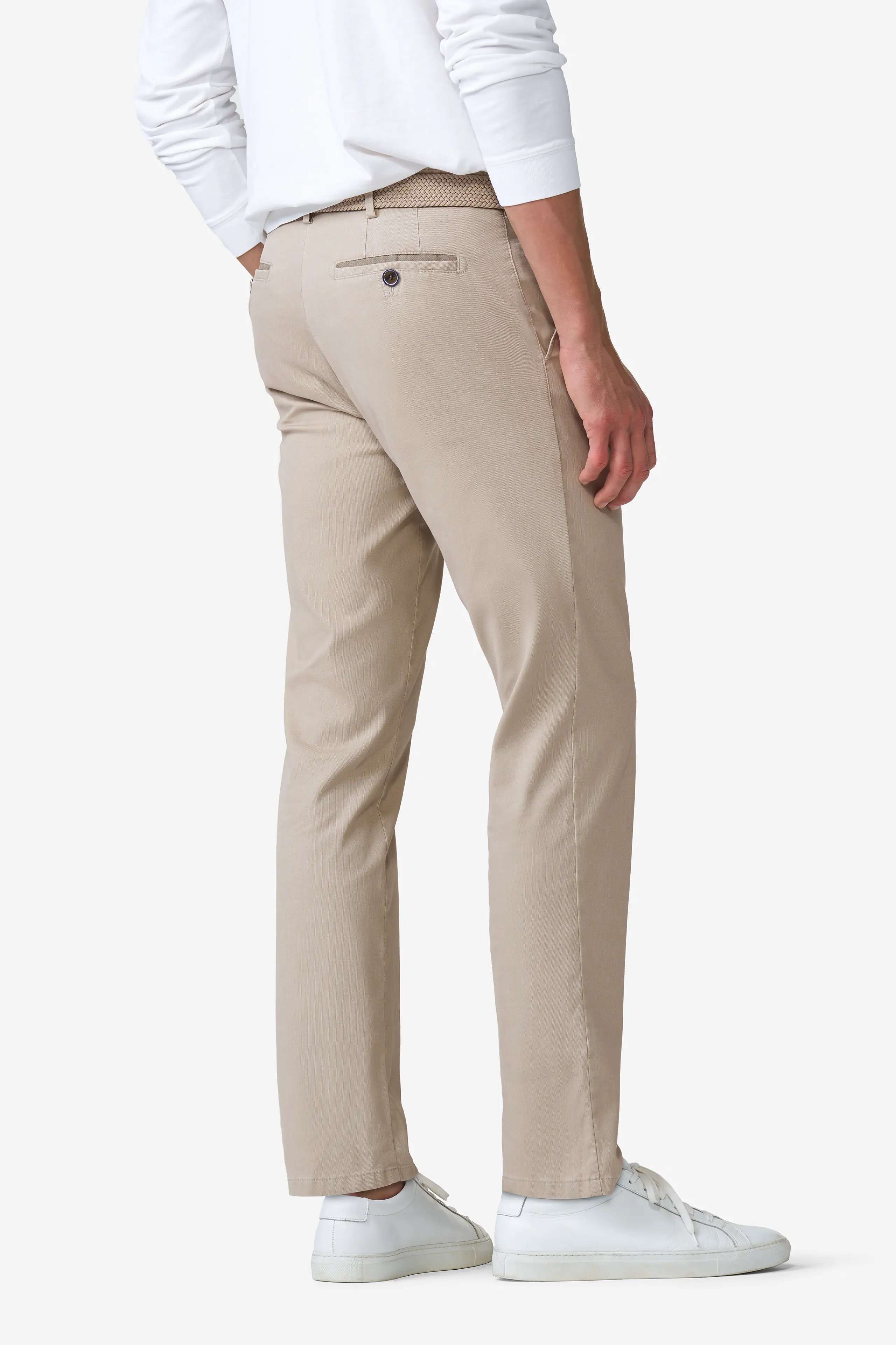 Oslo Stretch Waist Fine Texture Trousers - Beige - Image 2