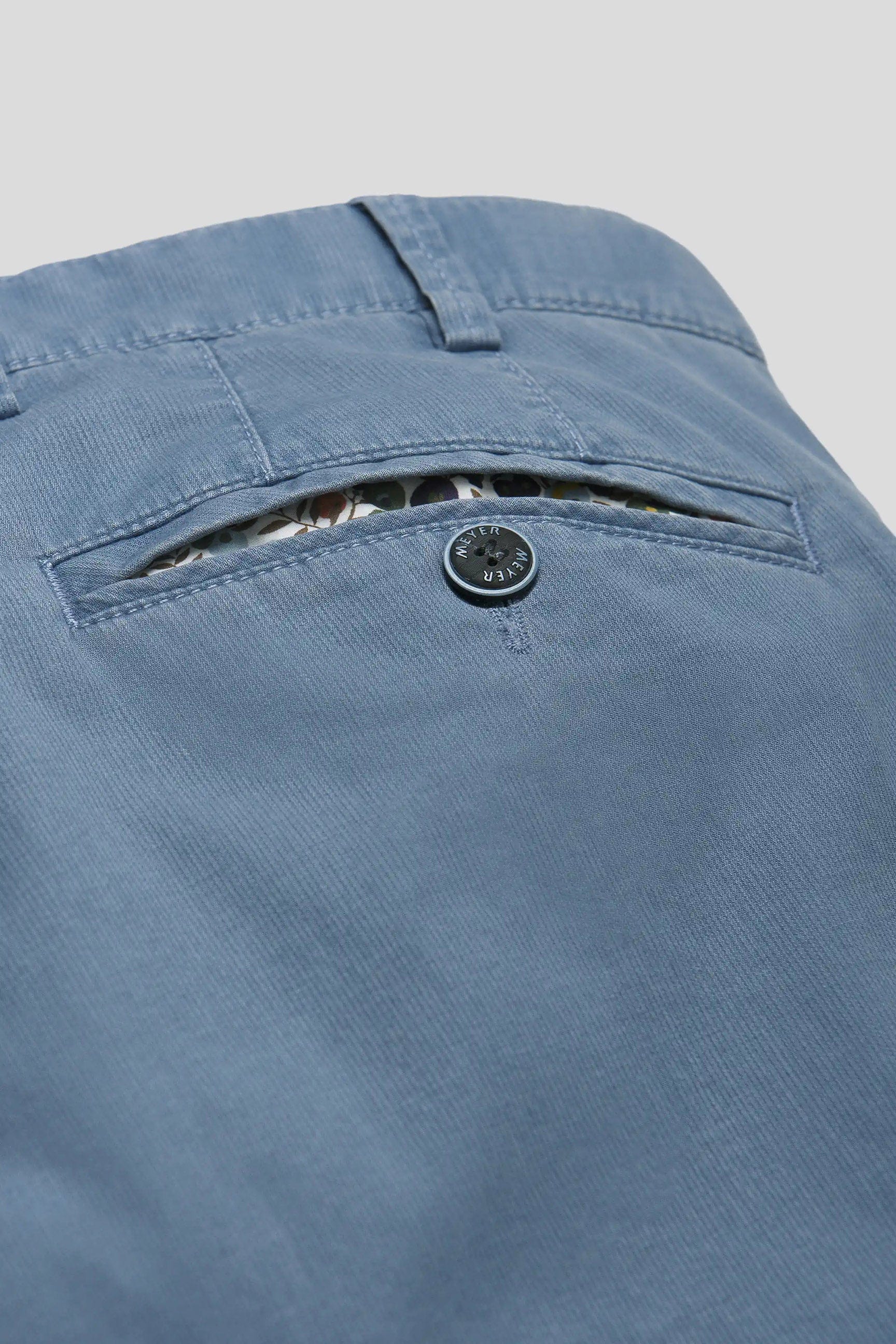 Oslo Stretch Waist Micro Cotton Summer Chinos - Mid-Blue - Image 6