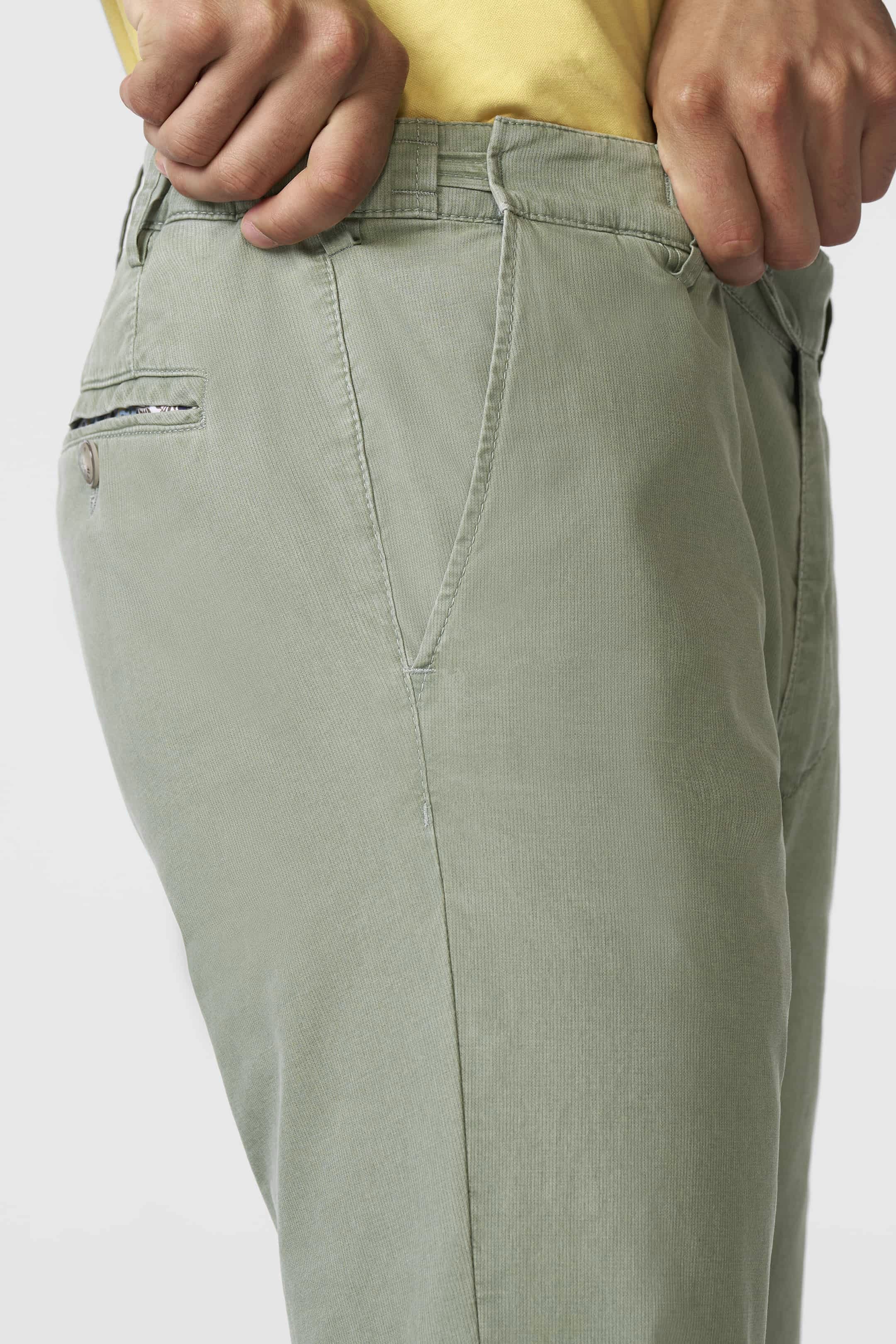 Oslo Stretch Waist Micro Cotton Summer Chinos - Washed Sage - Image 3