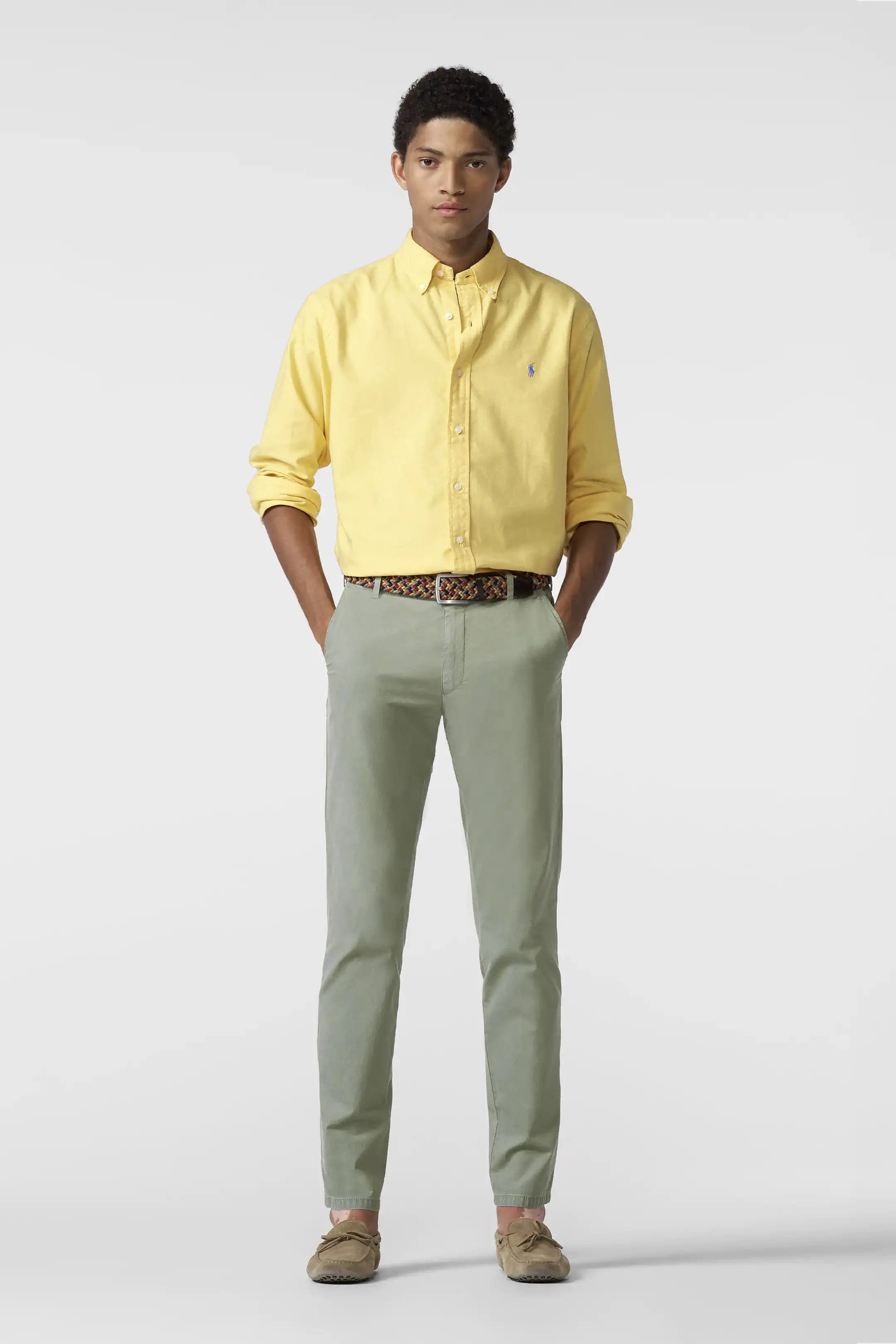 Oslo Stretch Waist Micro Cotton Summer Chinos - Washed Sage - Image 5