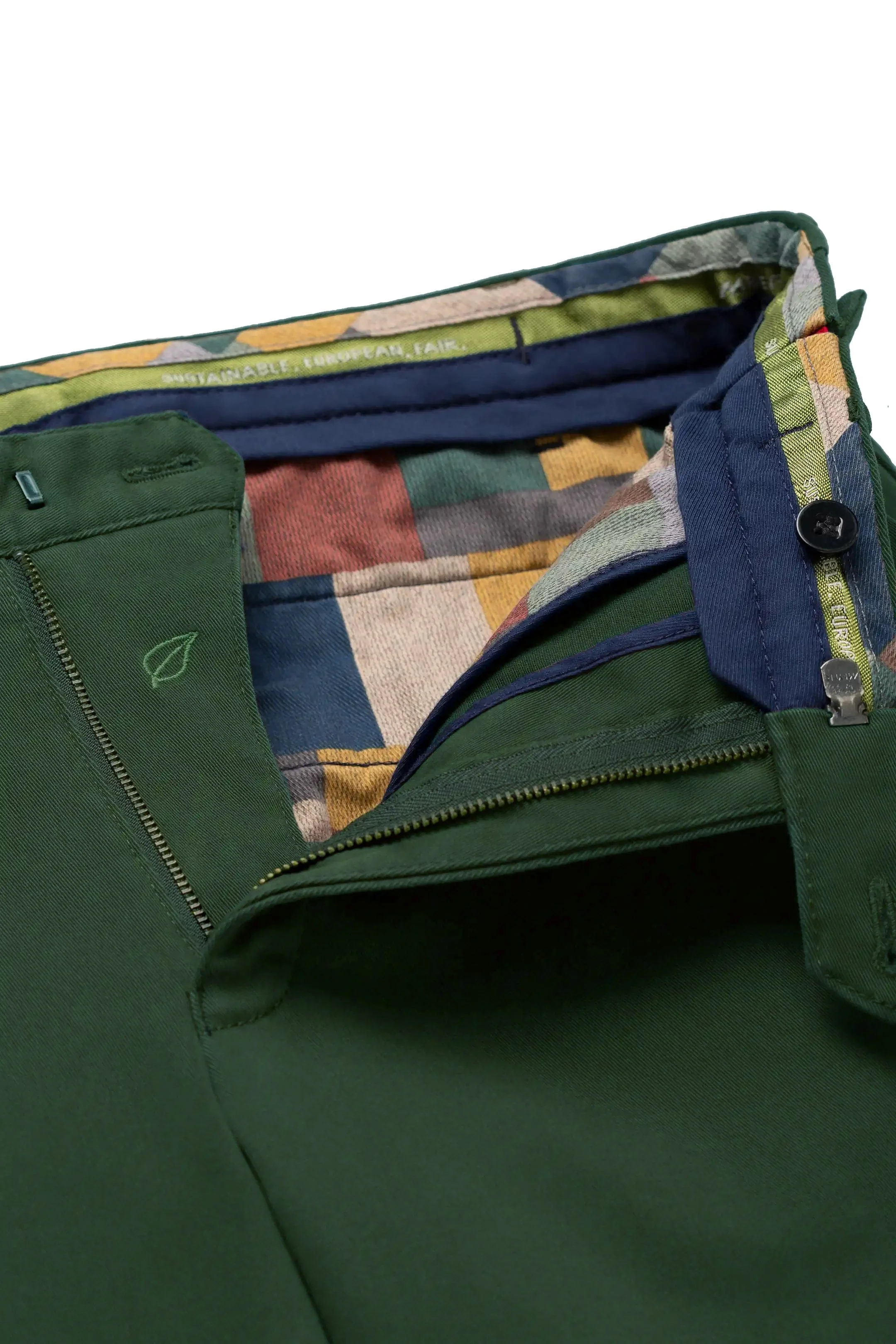 Oslo Super Soft Cotton Stretch Waist Chinos - Forest Green - Image 4