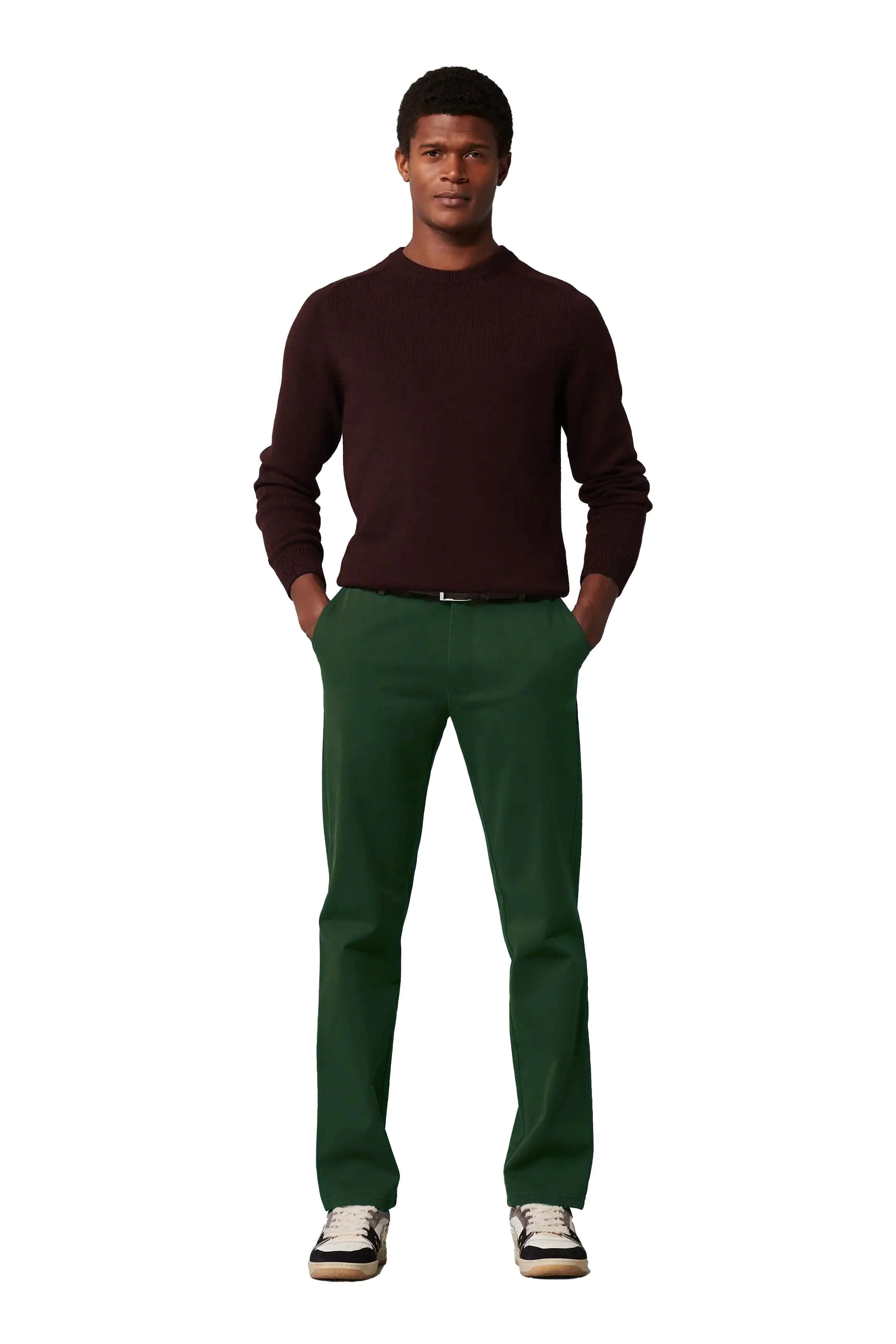 Oslo Super Soft Cotton Stretch Waist Chinos - Forest Green - Image 5