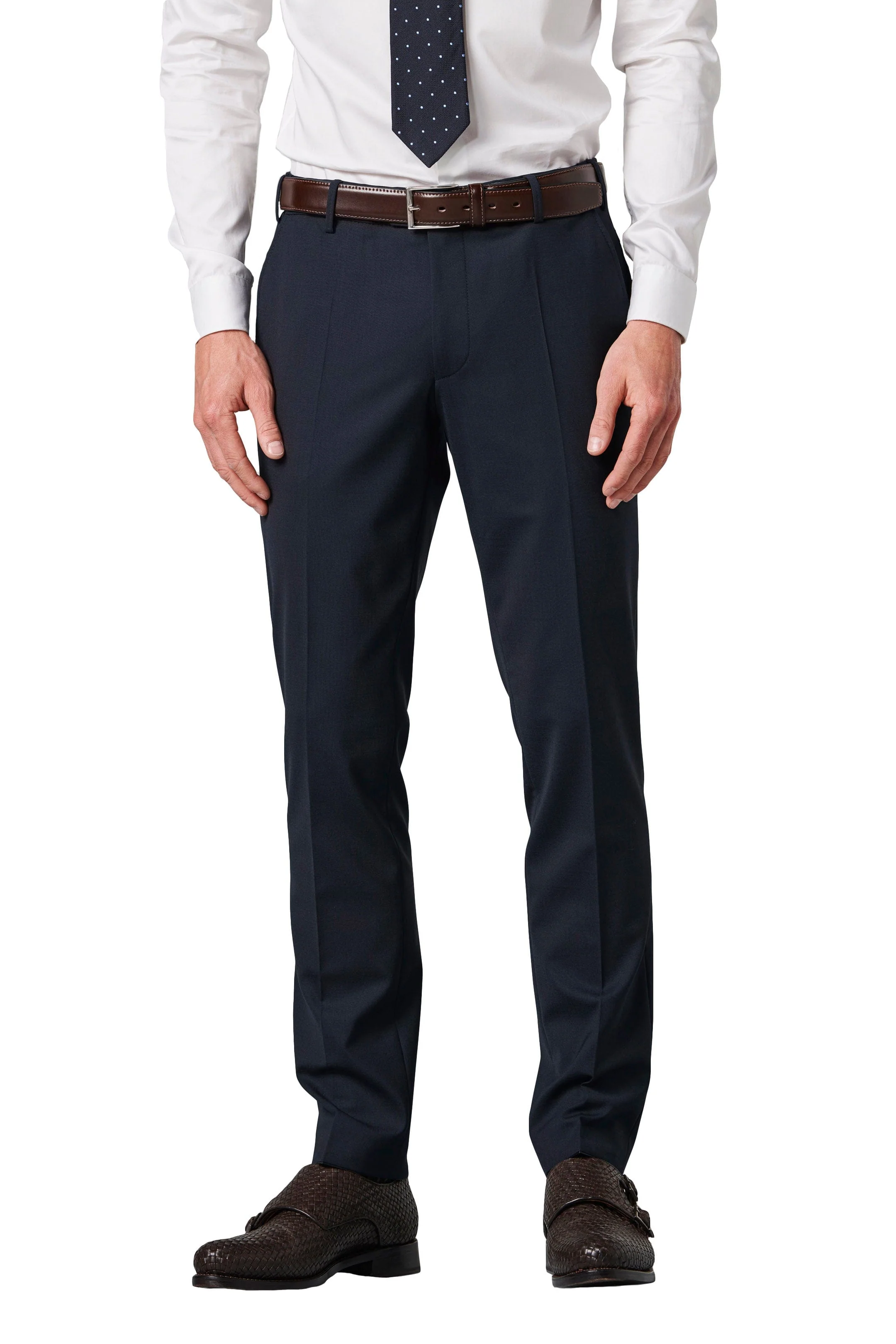 Oslo Wool Blend Stretch Waist Formal Trousers - Navy