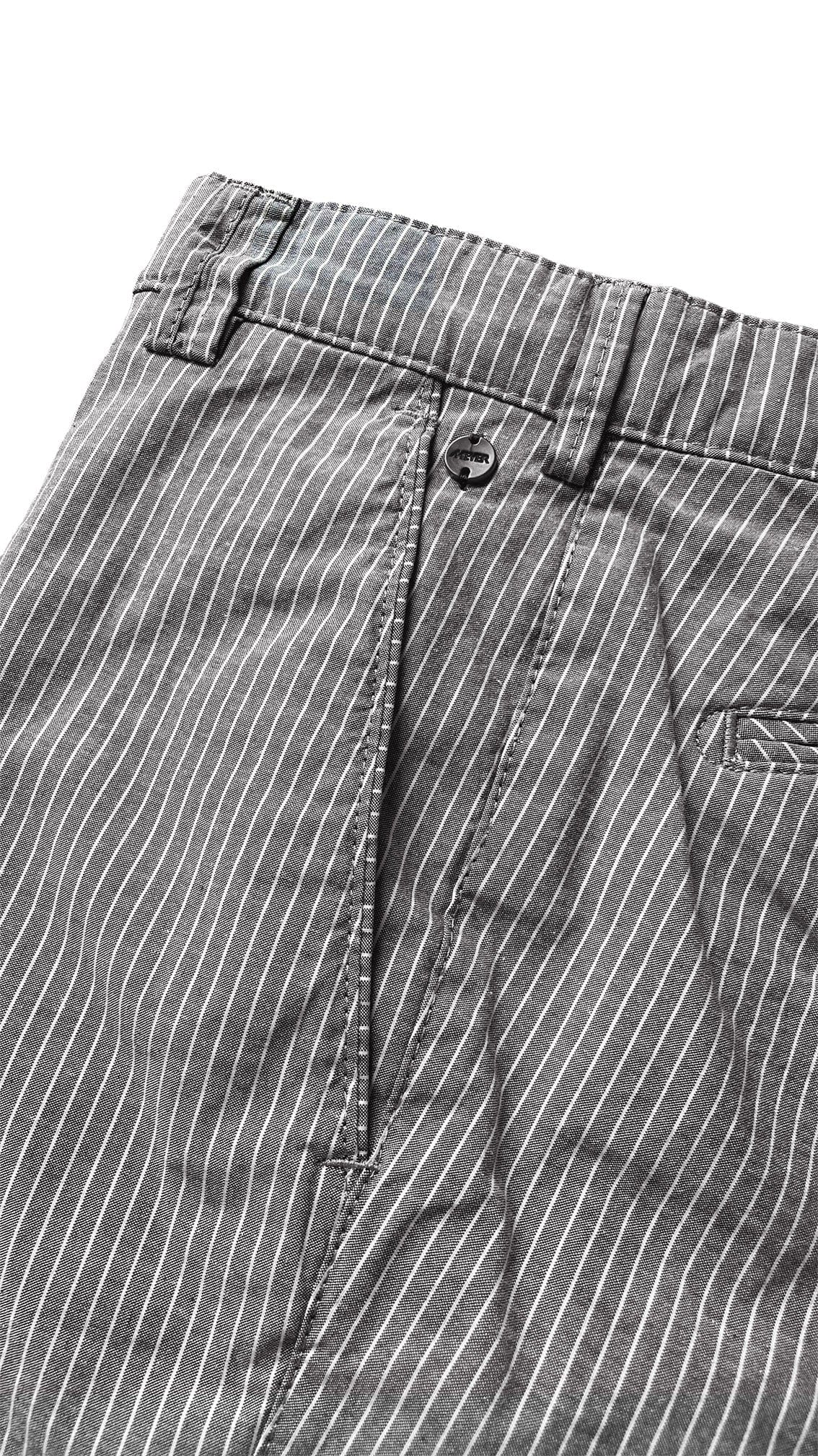 Palma Cotton Stretch Chino Shorts - Grey/White Pinstripe - Image 2