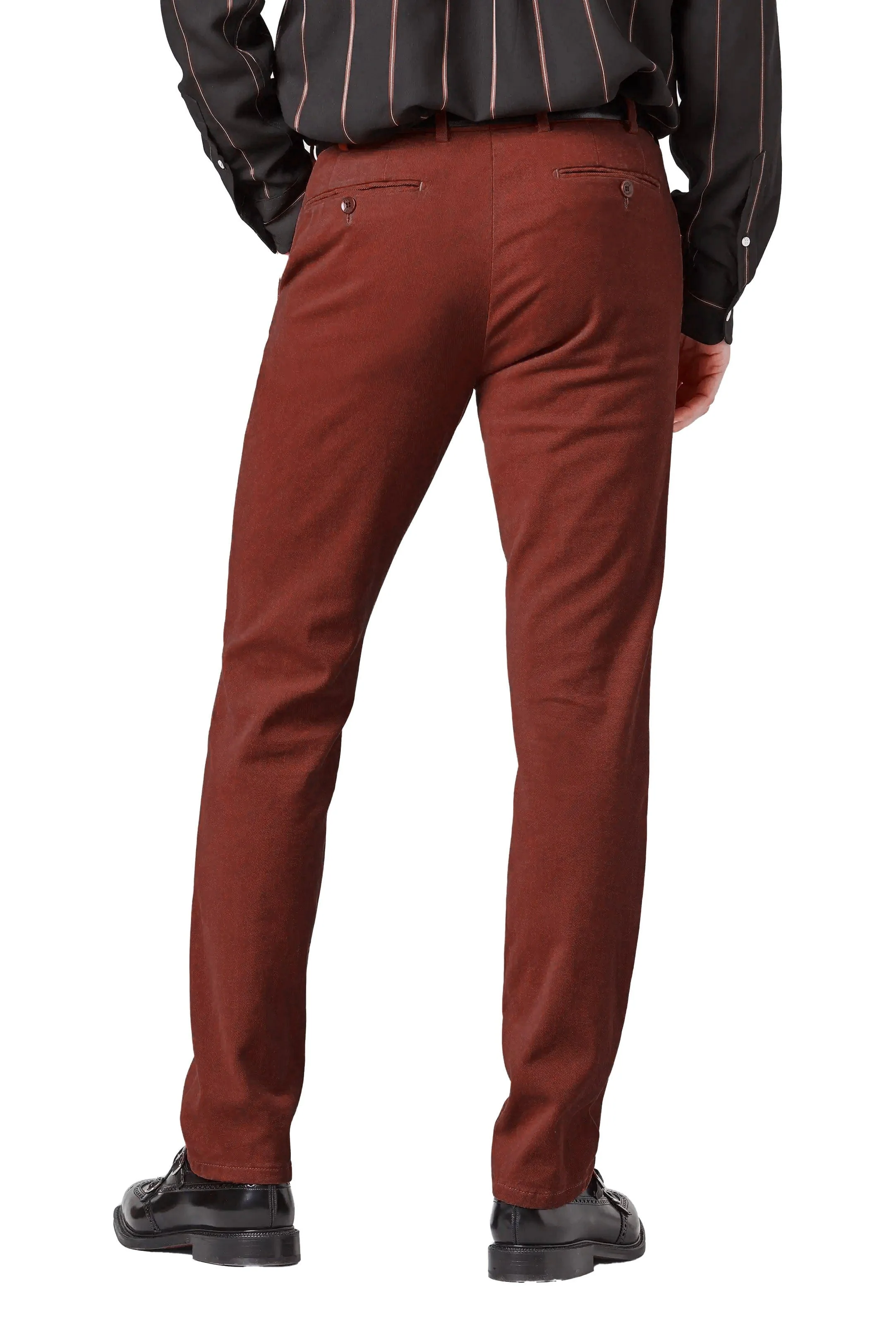 Rio Soft Stretch Organic Cotton Chinos - Mahogany - Image 2