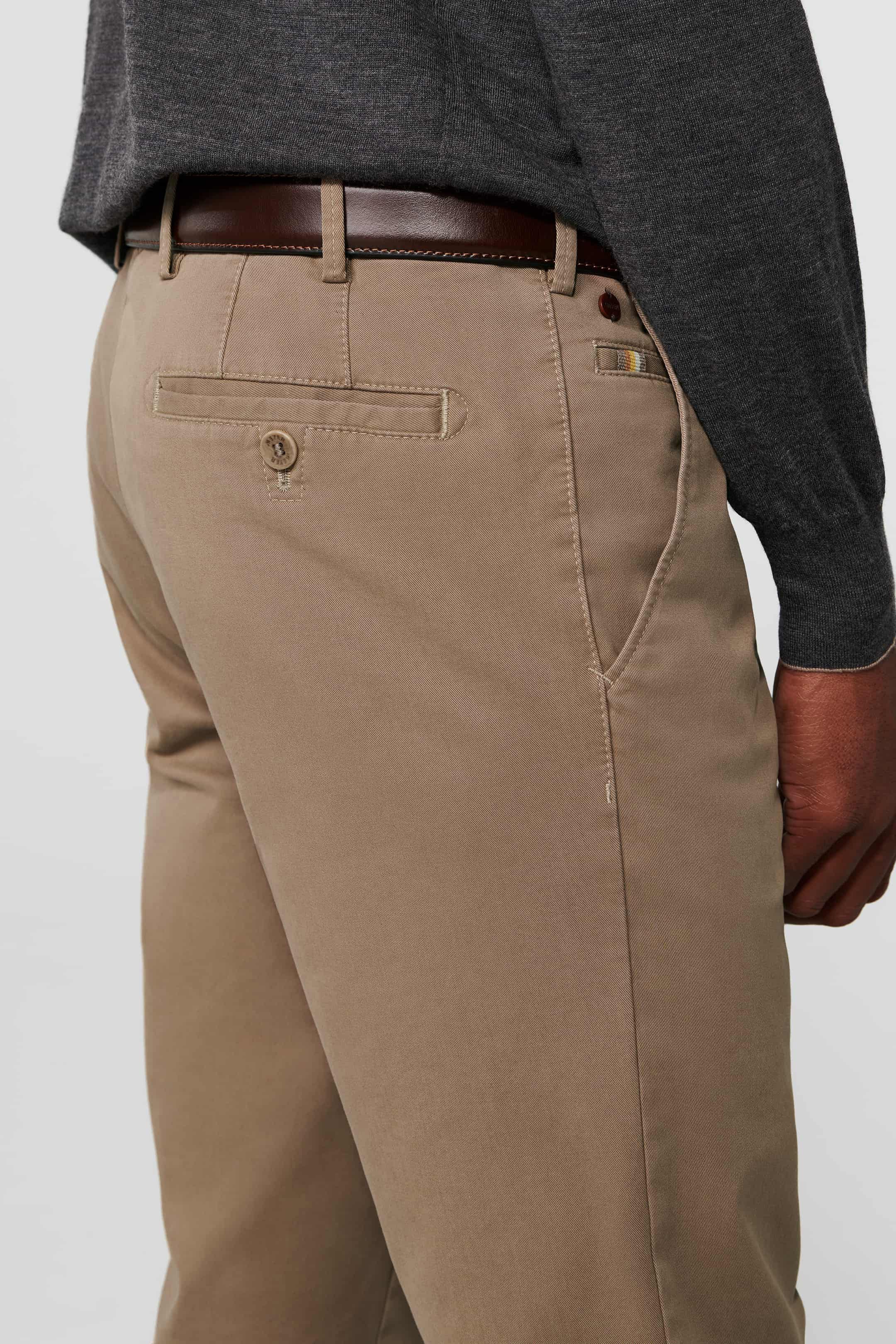 Roma Cotton Stretch Regular Chinos - Beige - Image 3