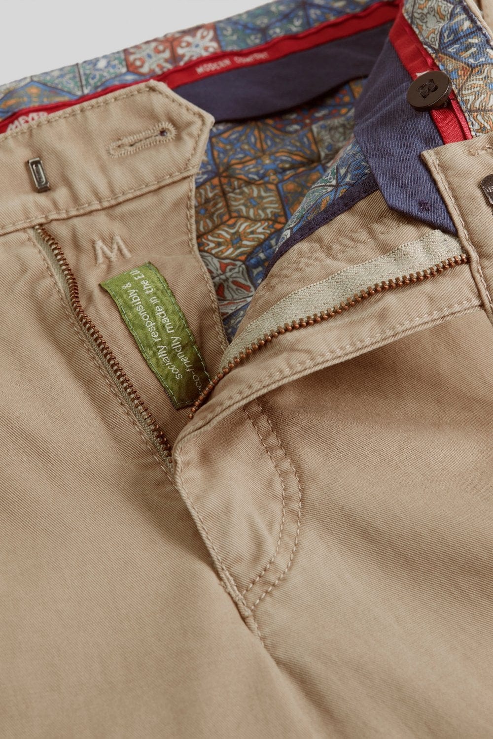 Roma Cotton Stretch Regular Chinos - Beige - Image 4