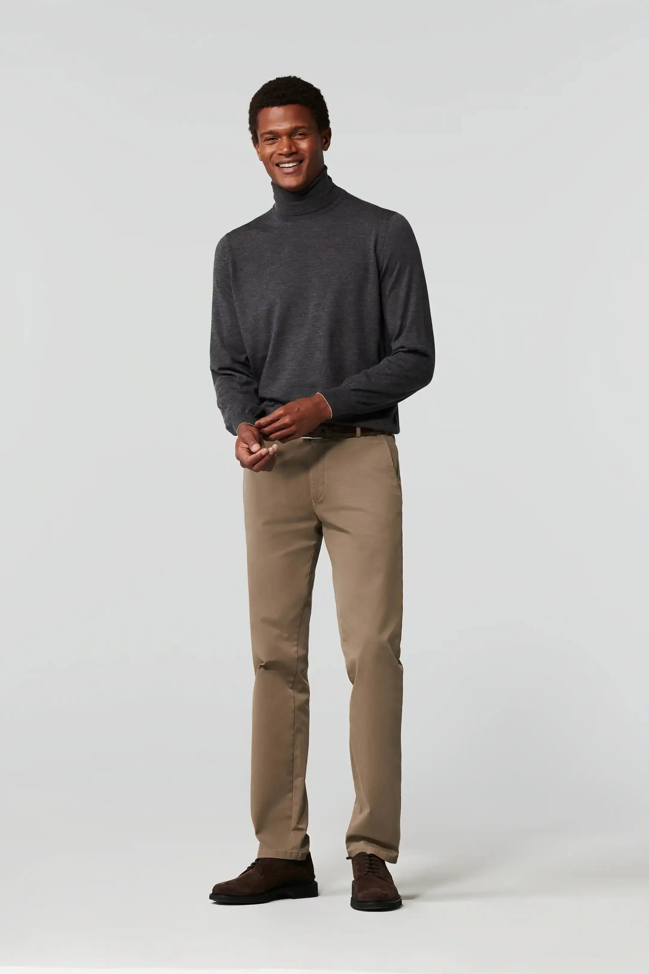Roma Cotton Stretch Regular Chinos - Beige - Image 6