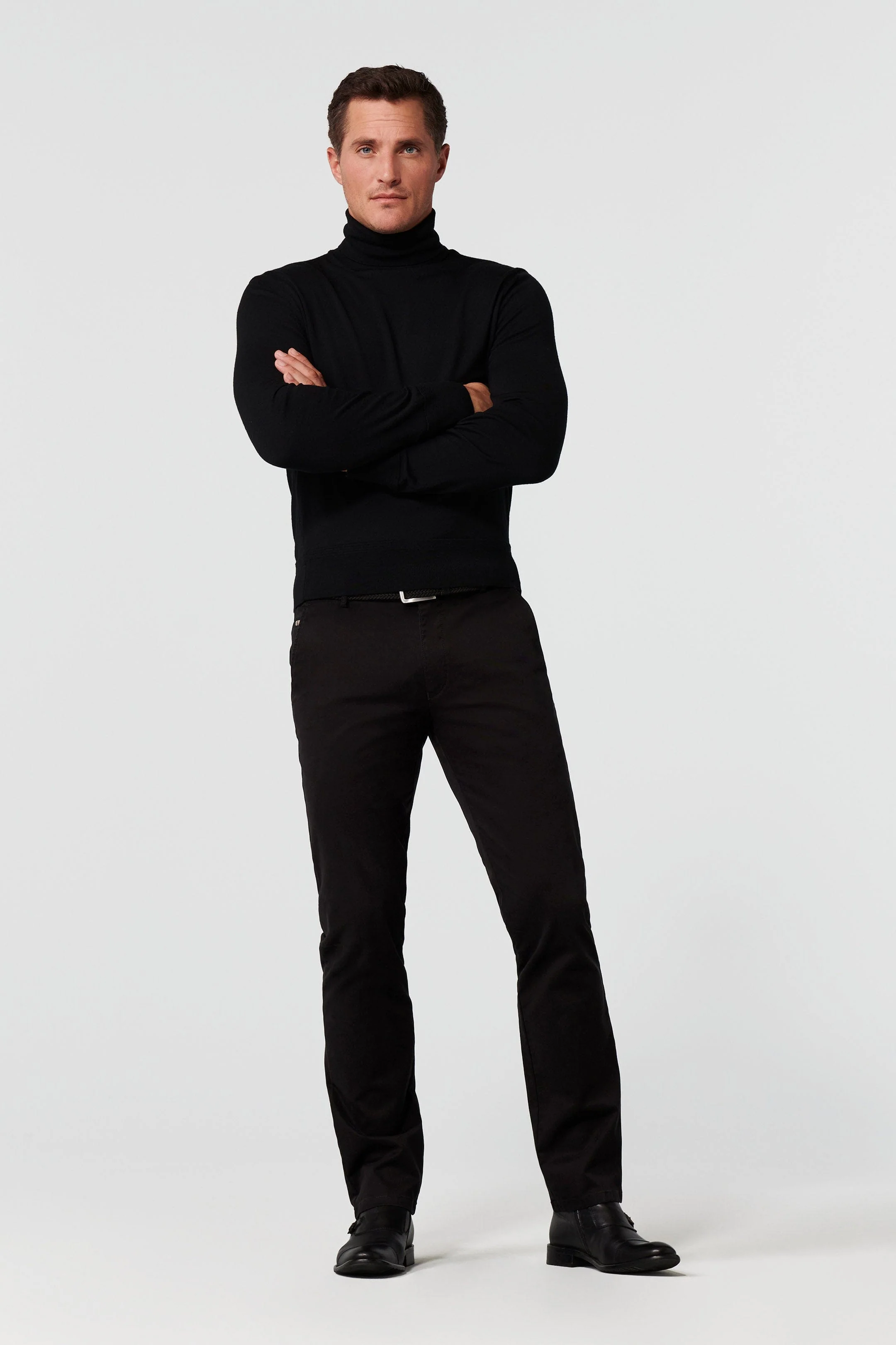 Roma Cotton Stretch Regular Chinos - Black - Image 4