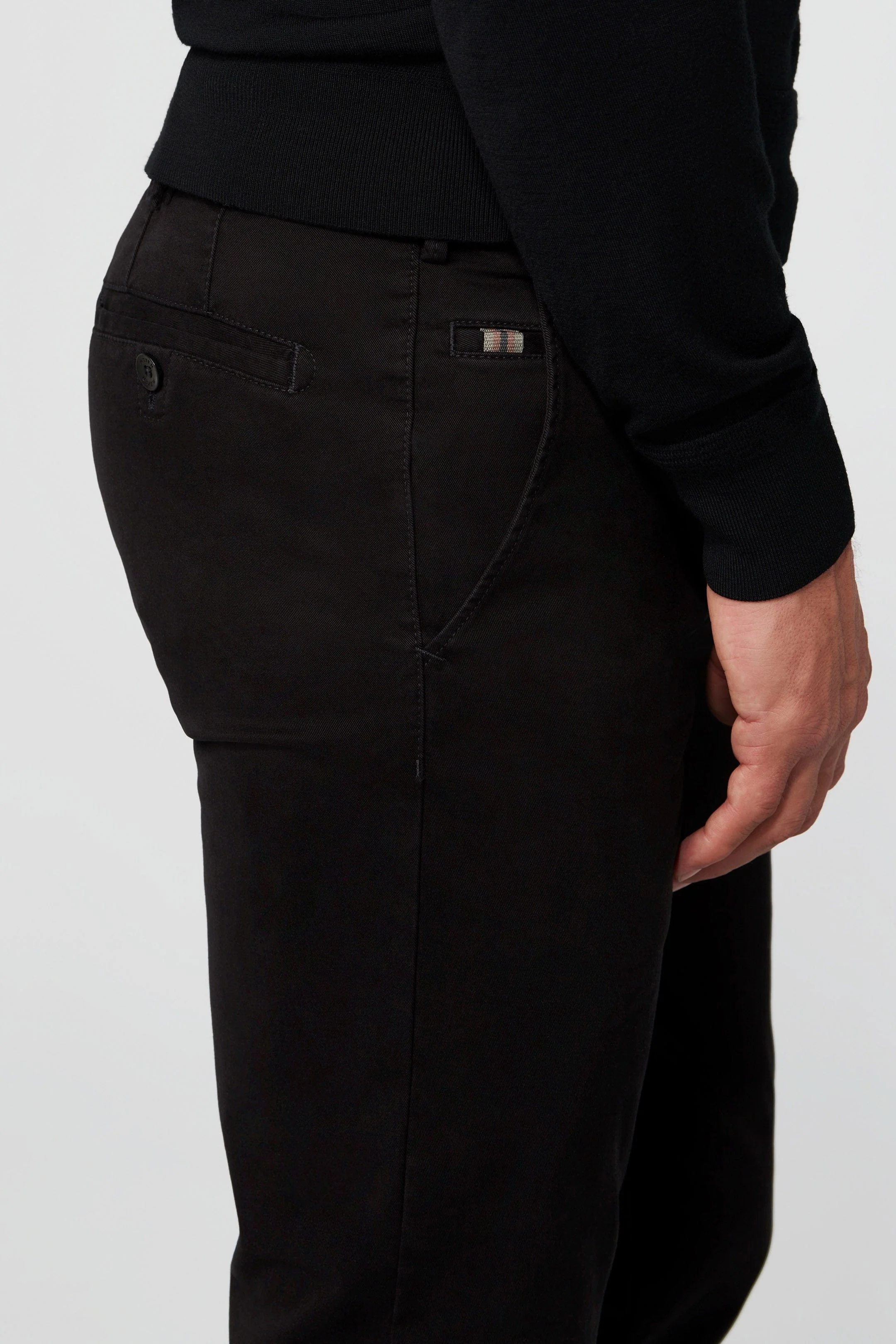 Roma Cotton Stretch Regular Chinos - Black - Image 5