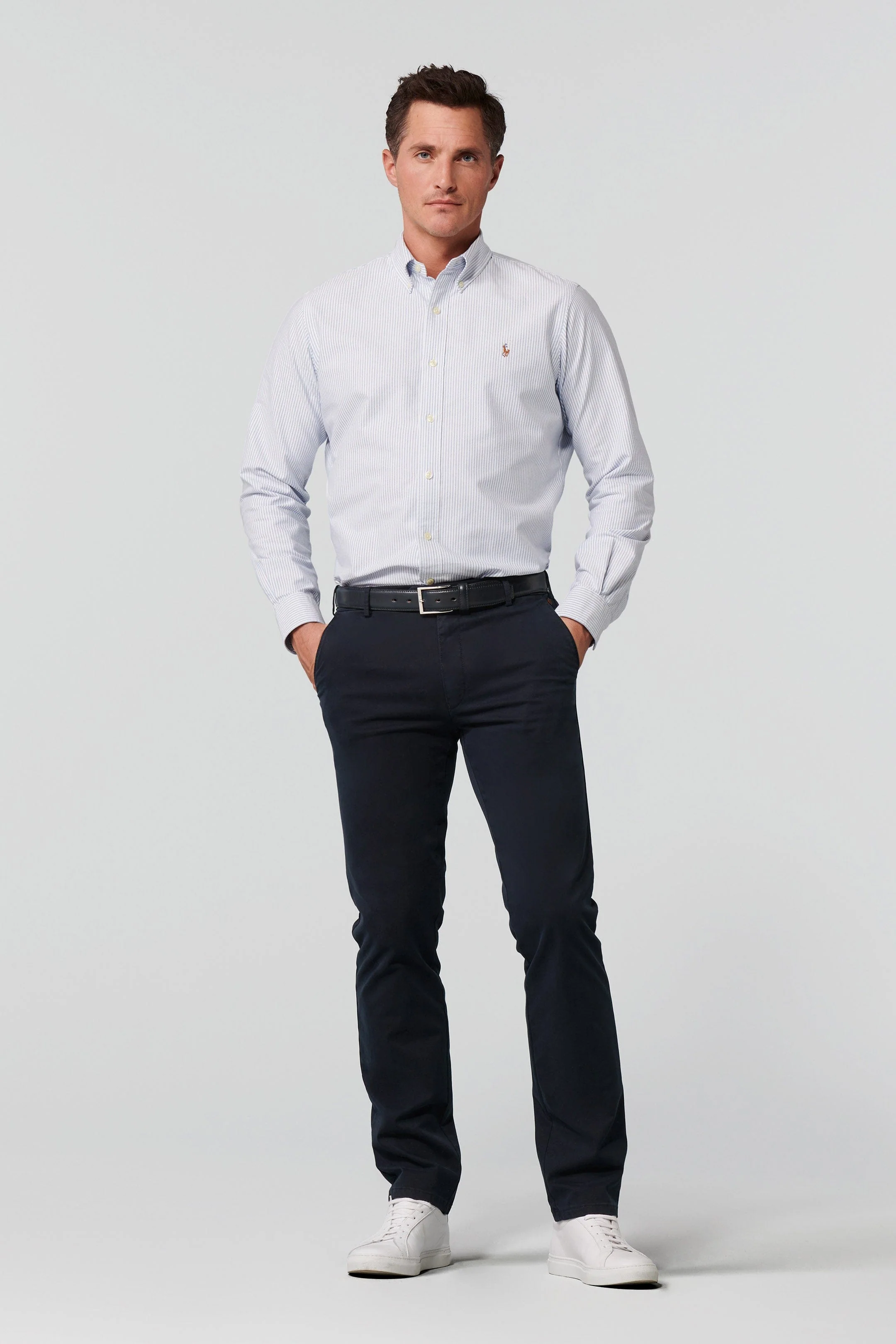 Roma Cotton Stretch Regular Chinos - Navy - Image 3