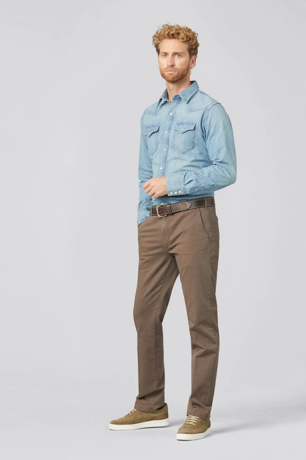 Roma Cotton Stretch Regular Chinos - Stone - Image 6