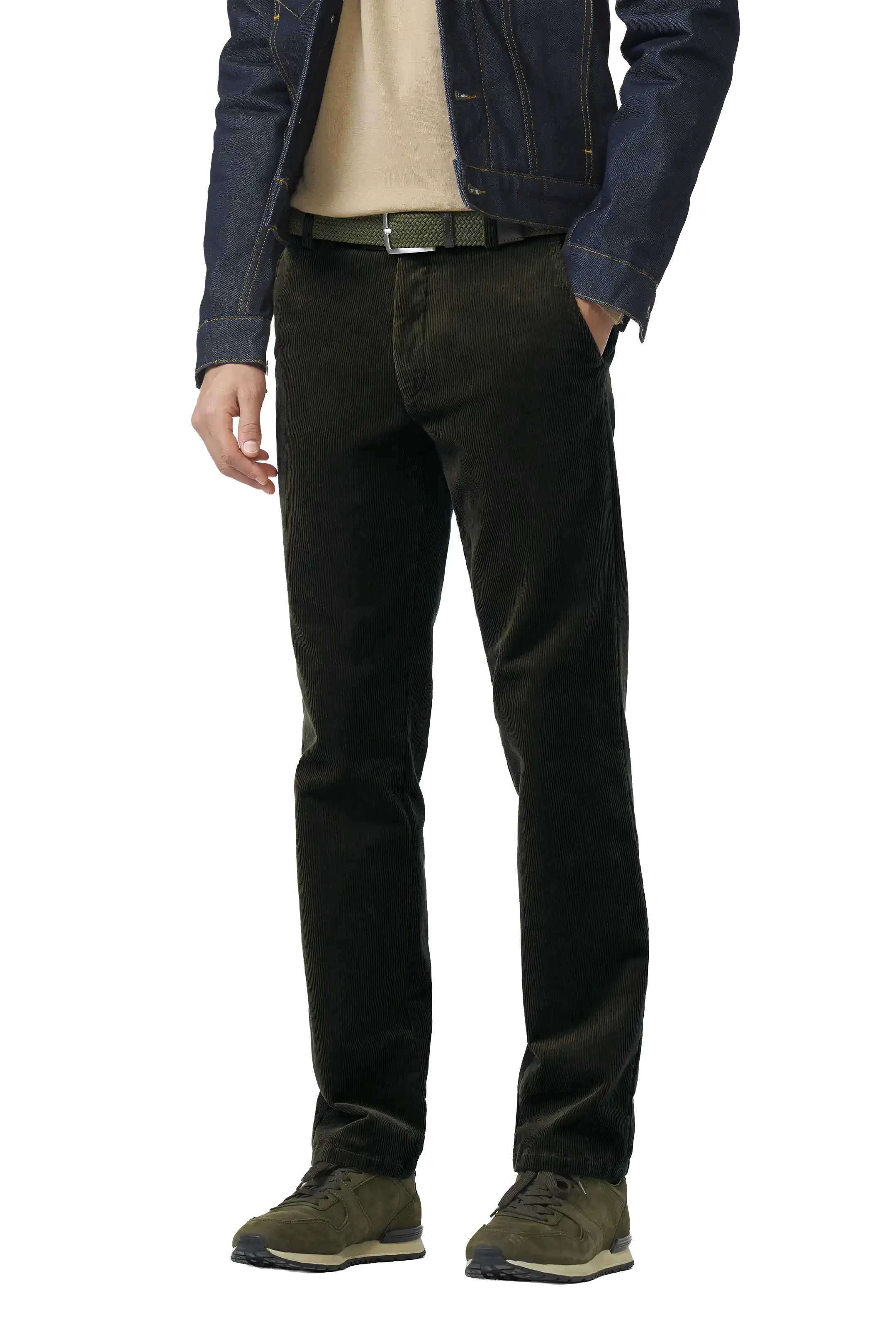 Roma Cotton Corduroy Trousers - Dark Olive