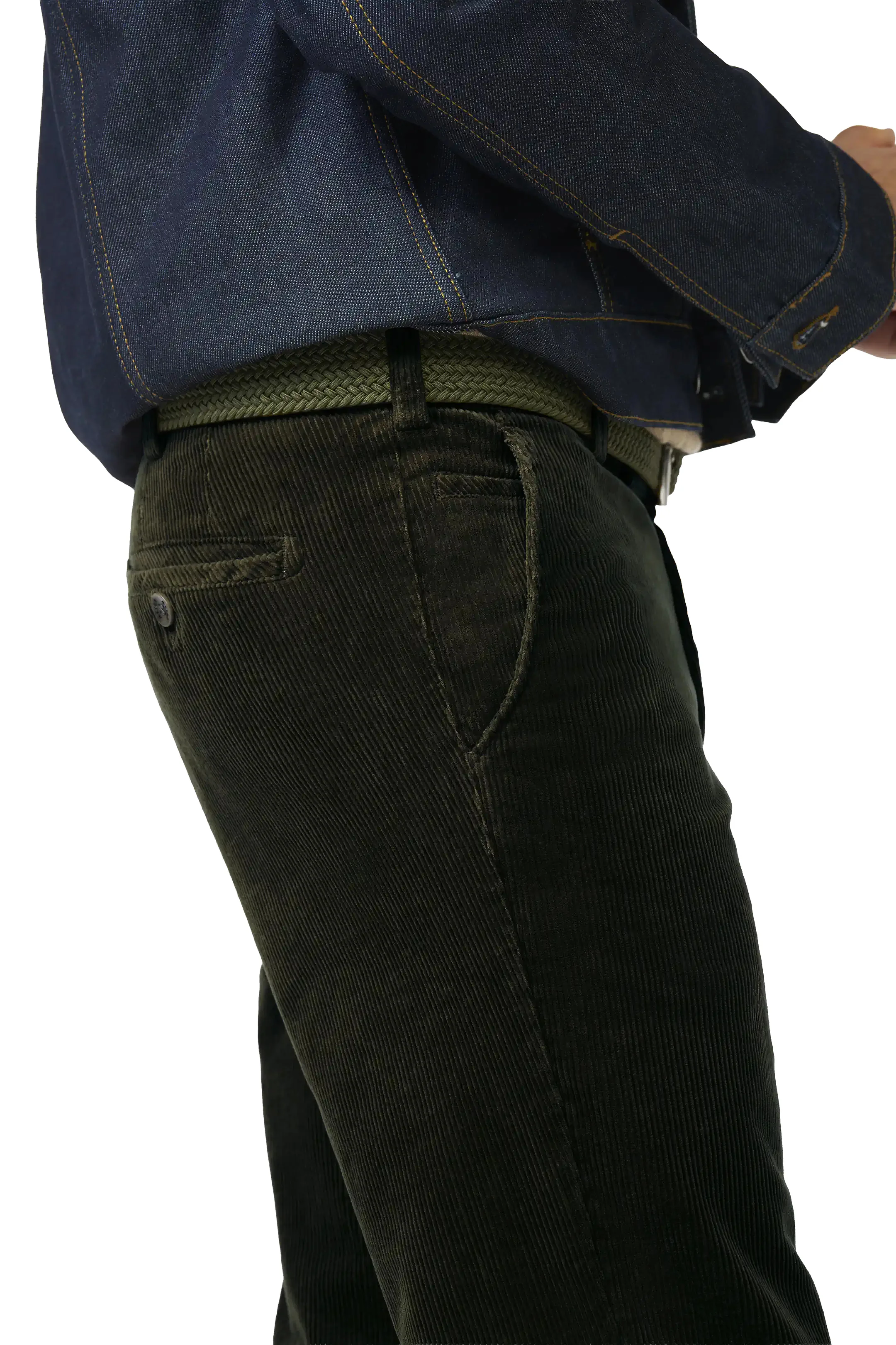 Roma Cotton Corduroy Trousers - Dark Olive - Image 4