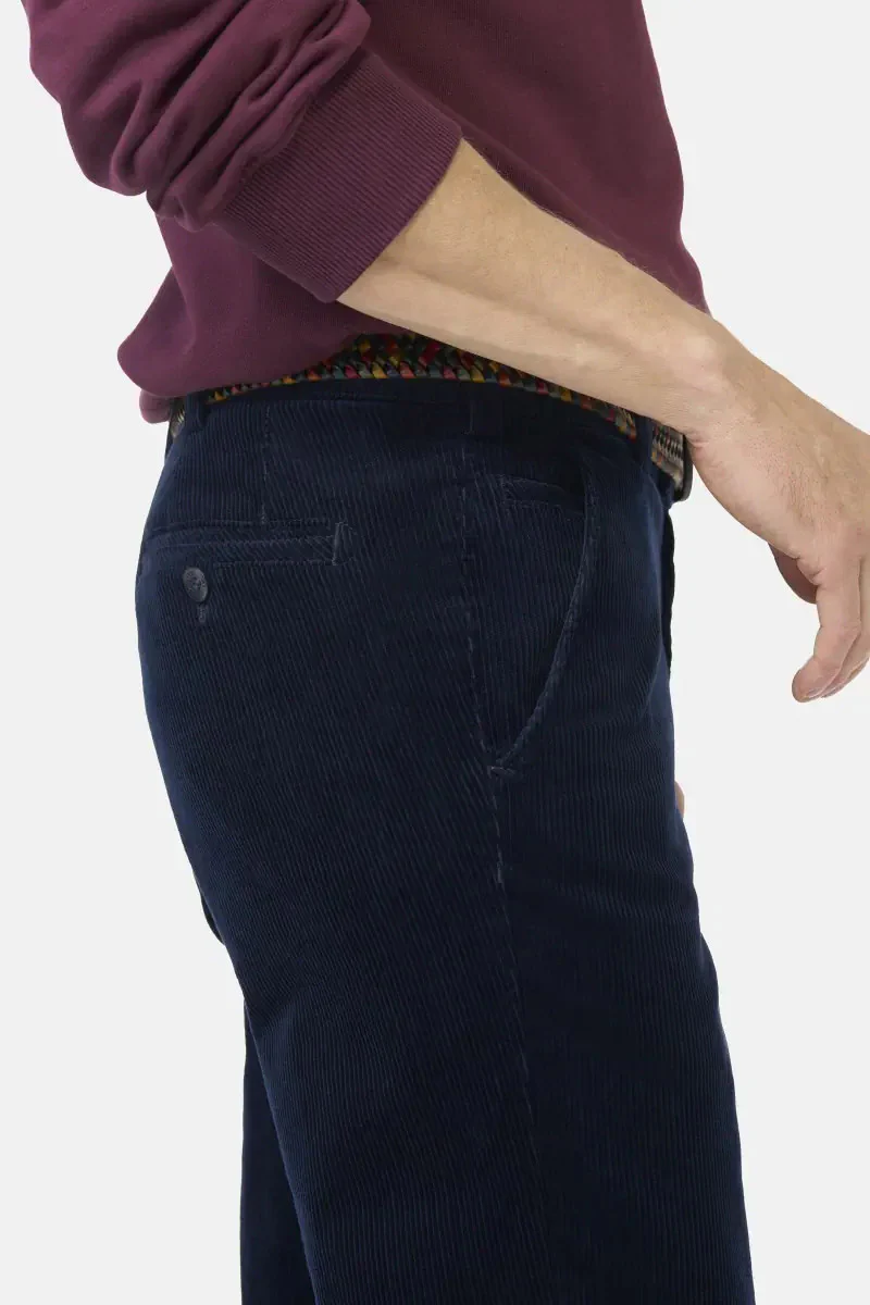 Roma Cotton Corduroy Trousers - Navy - Image 5