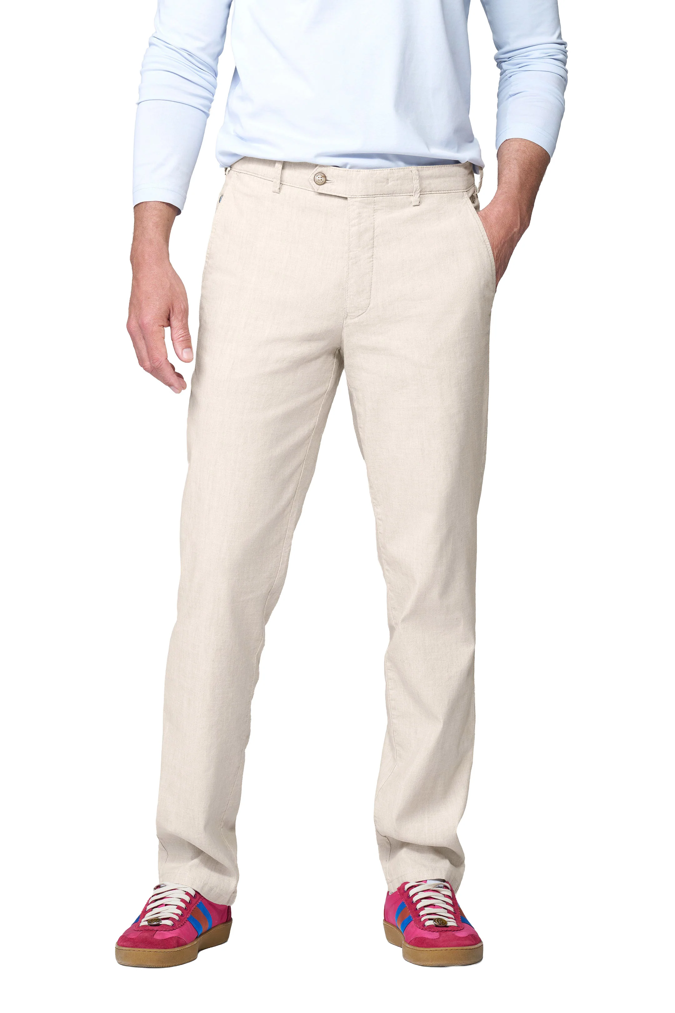 Roma Linen/Cotton Stretch Trouser - Beige