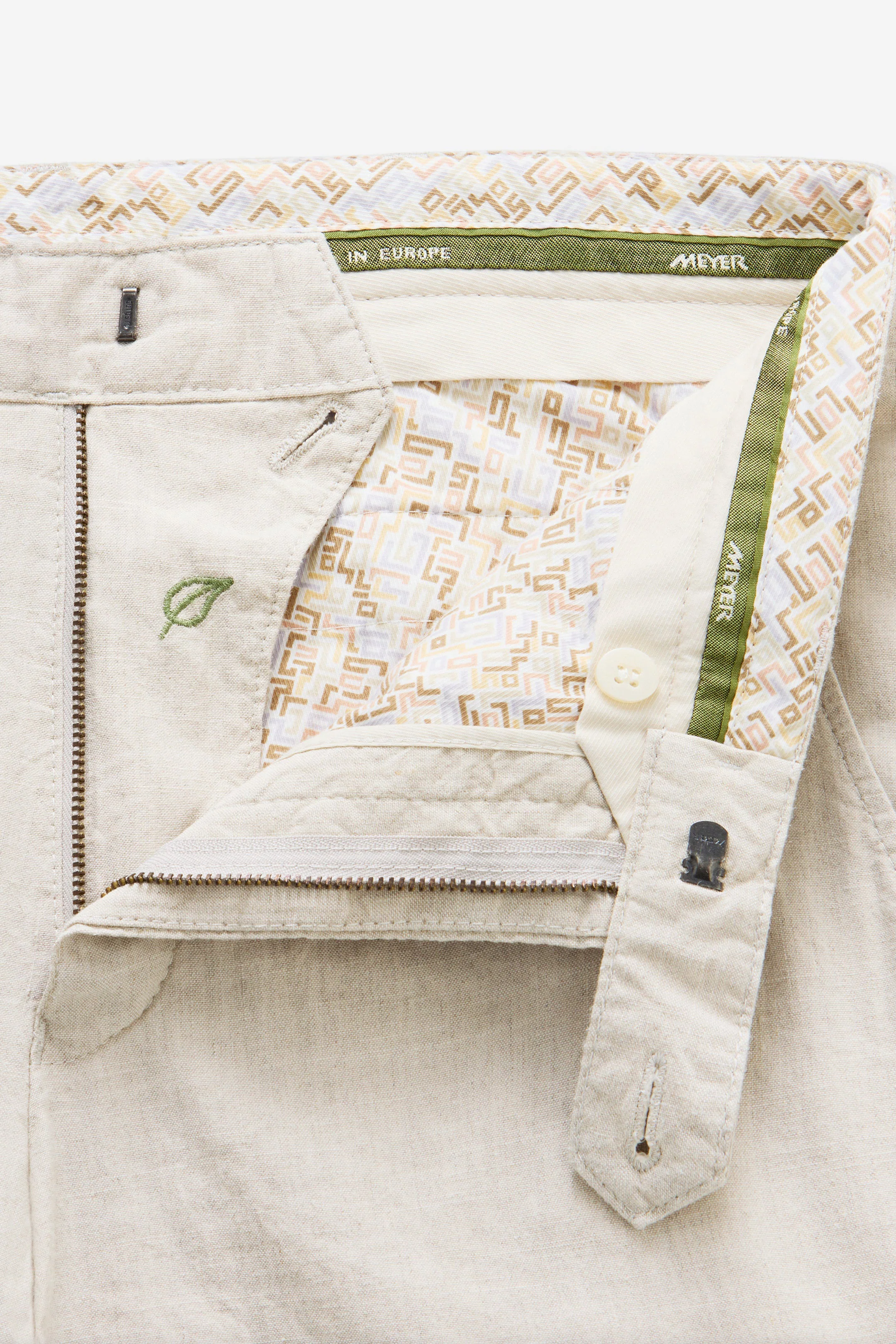 Roma Linen/Cotton Stretch Trouser - Beige - Image 3