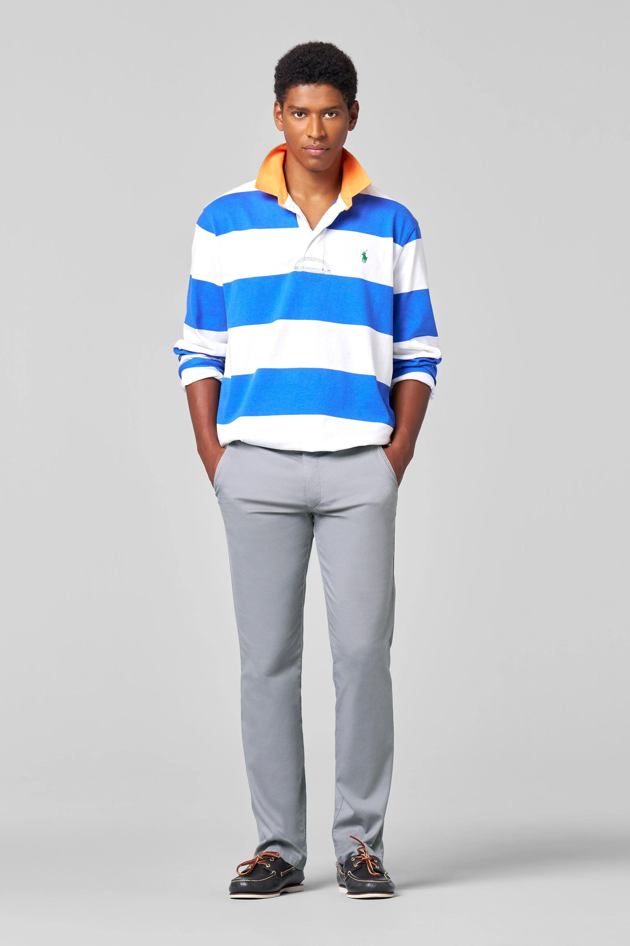 Roma Stretch Fine Structure Chinos - Grey - Image 3