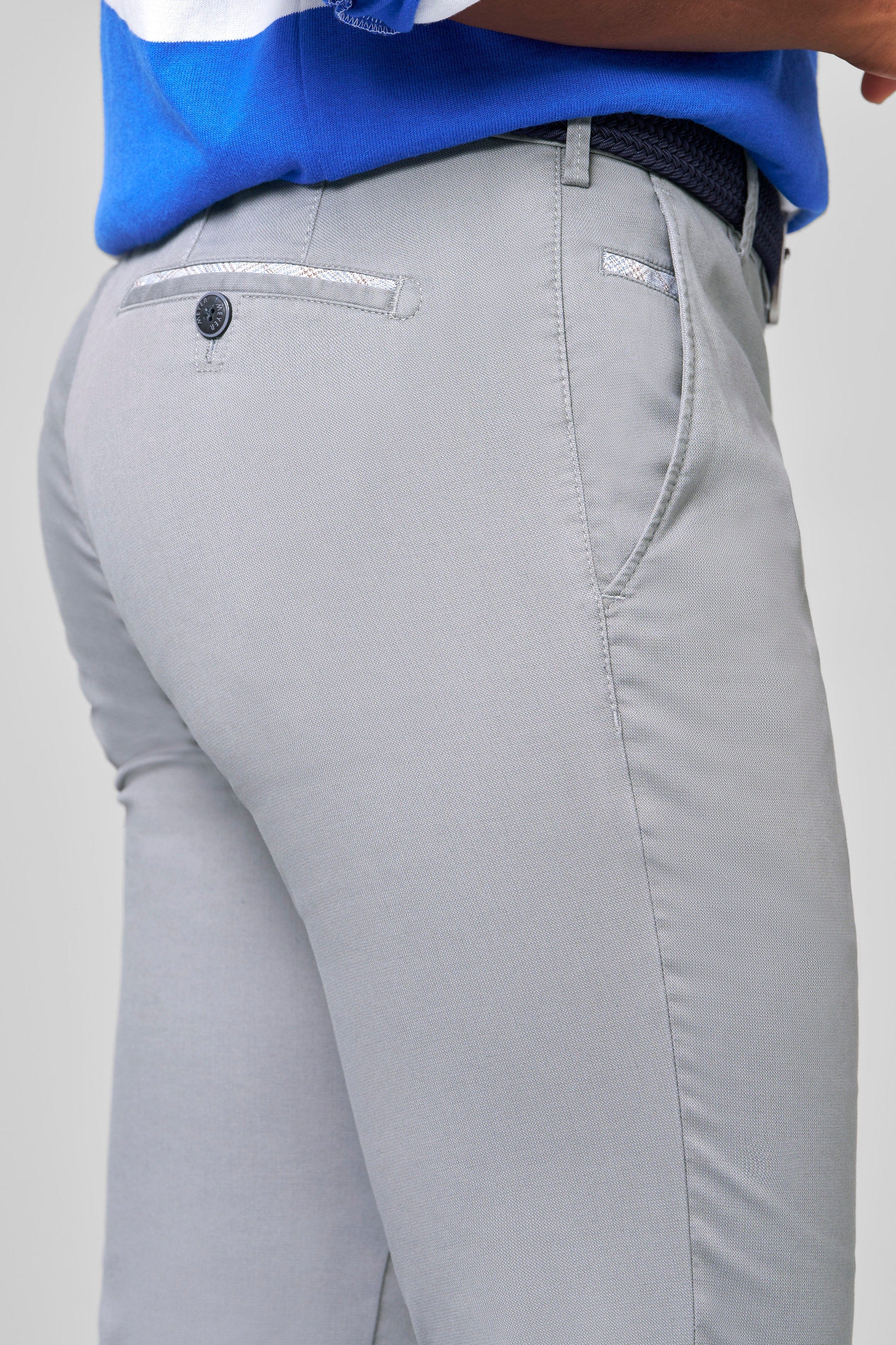Roma Stretch Fine Structure Chinos - Grey - Image 4