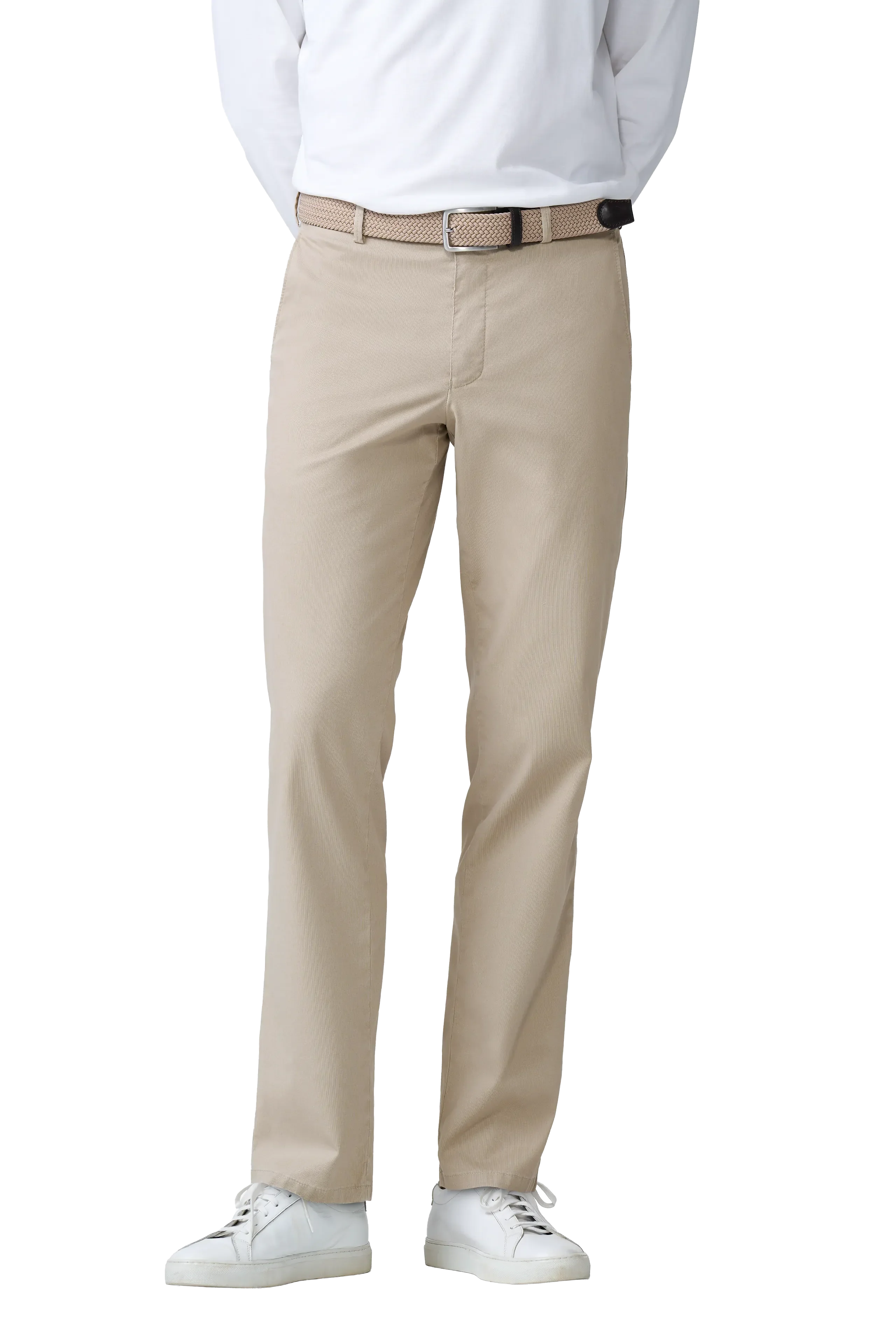 Roma Stretch Fine Texture Chino Trousers - Beige