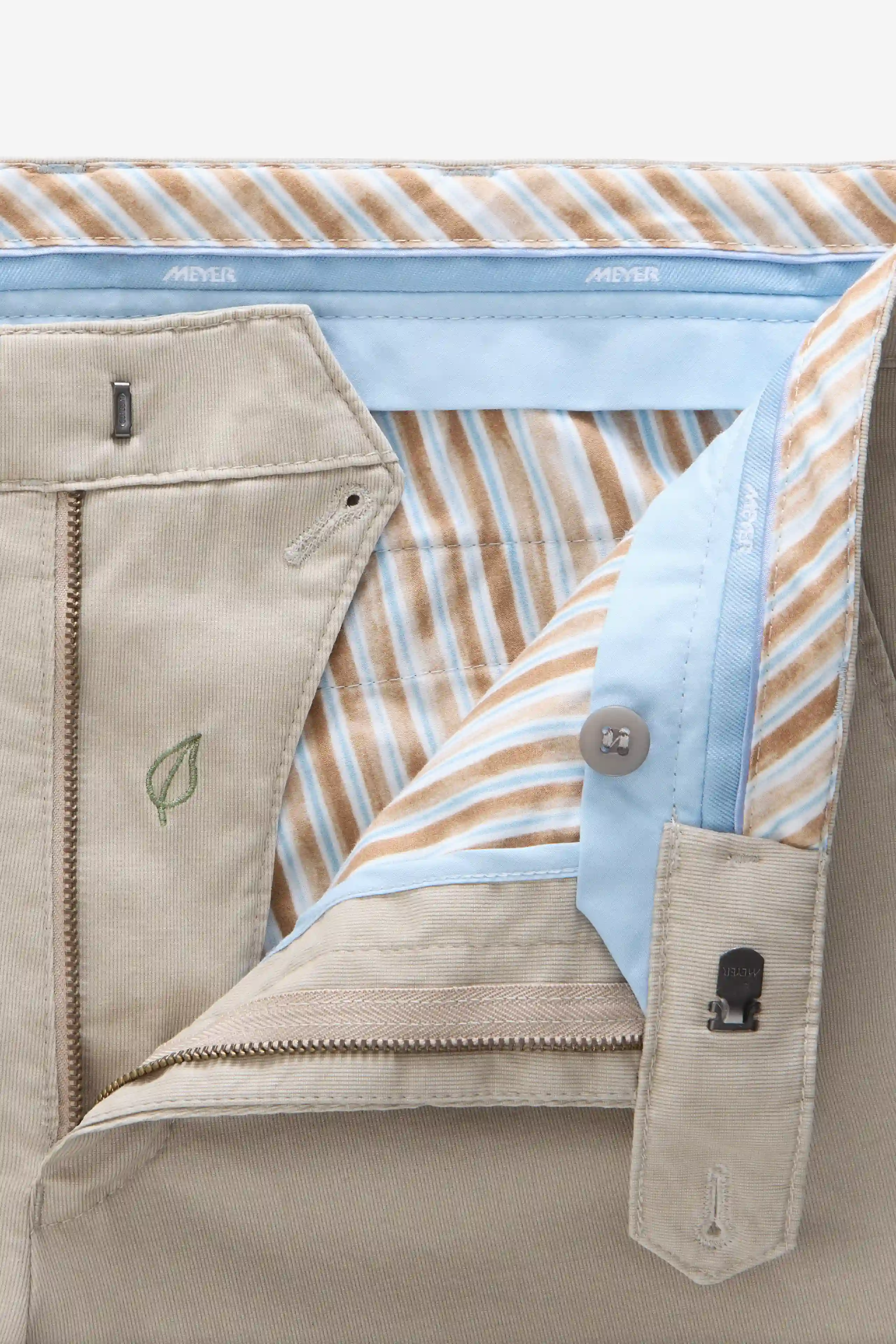 Roma Stretch Fine Texture Chino Trousers - Beige - Image 3
