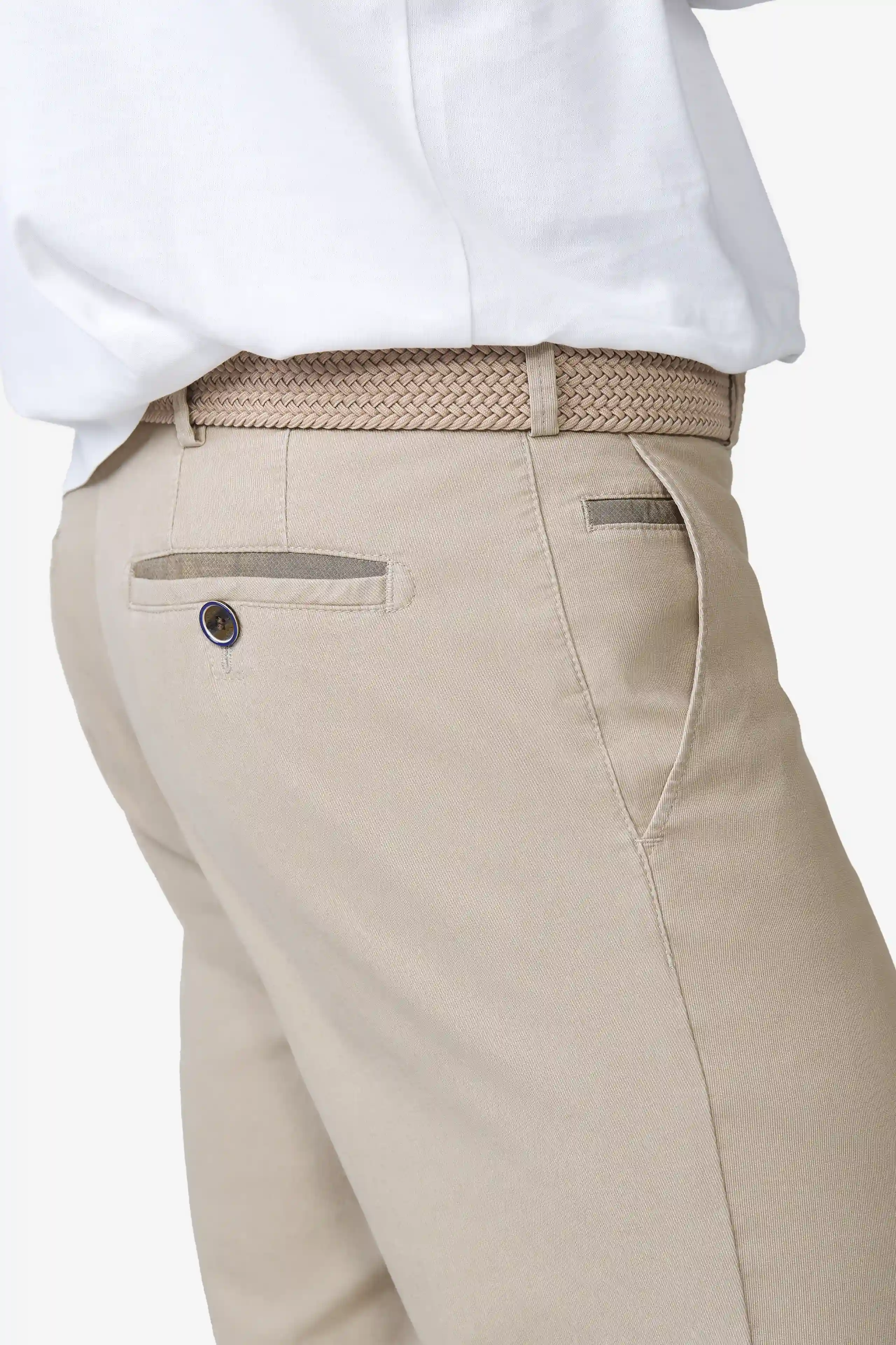Roma Stretch Fine Texture Chino Trousers - Beige - Image 6