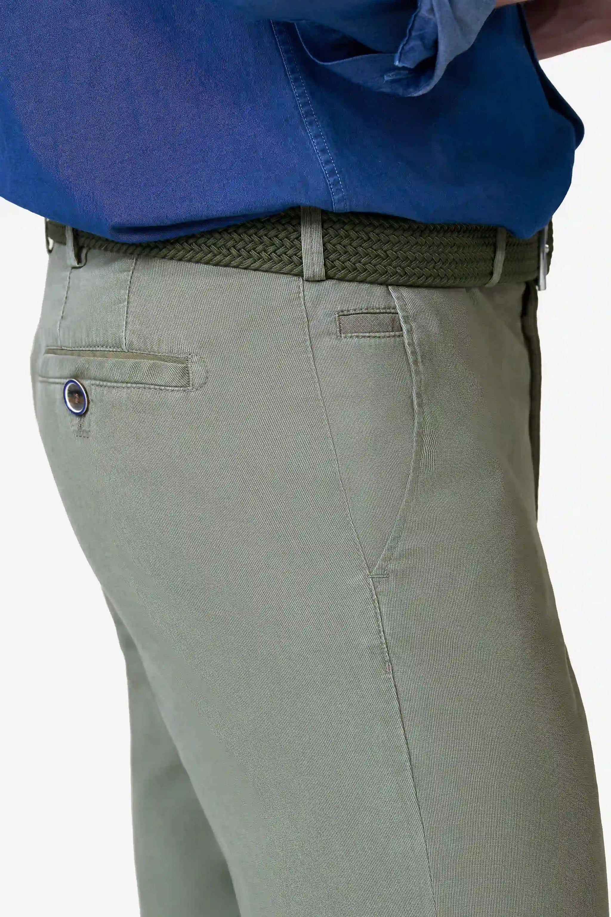 Roma Stretch Fine Texture Chino Trousers - Fern Green - Image 6