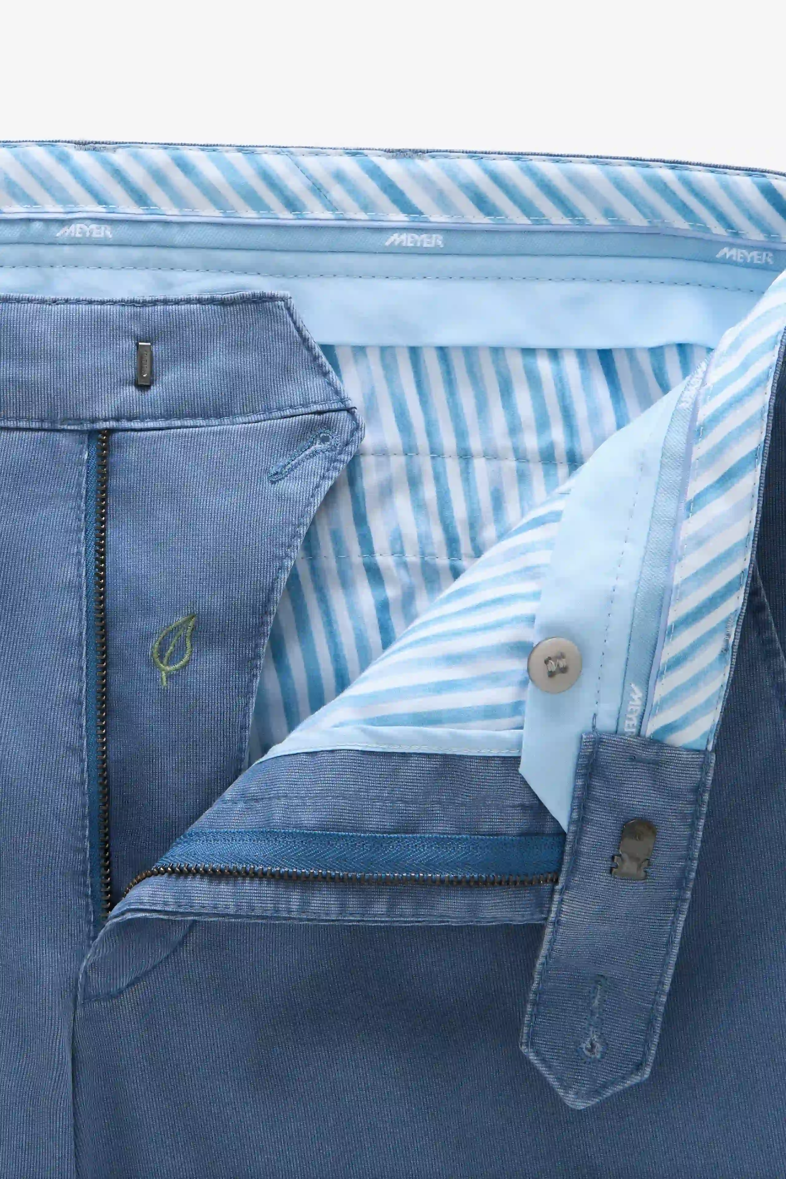 Roma Stretch Fine Texture Chino Trousers - Mid Blue - Image 3