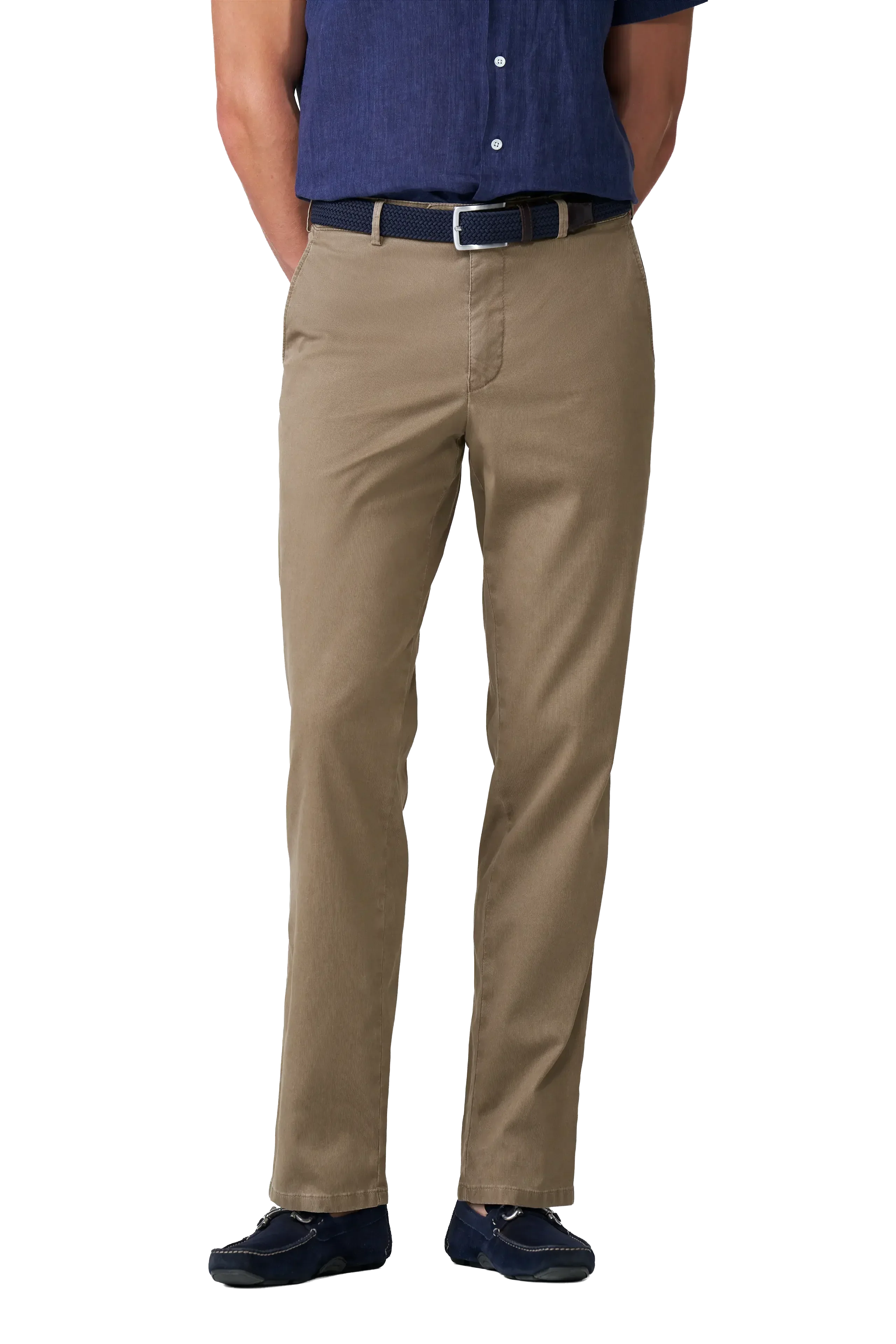 Roma Stretch Fine Texture Chino Trousers - Taupe