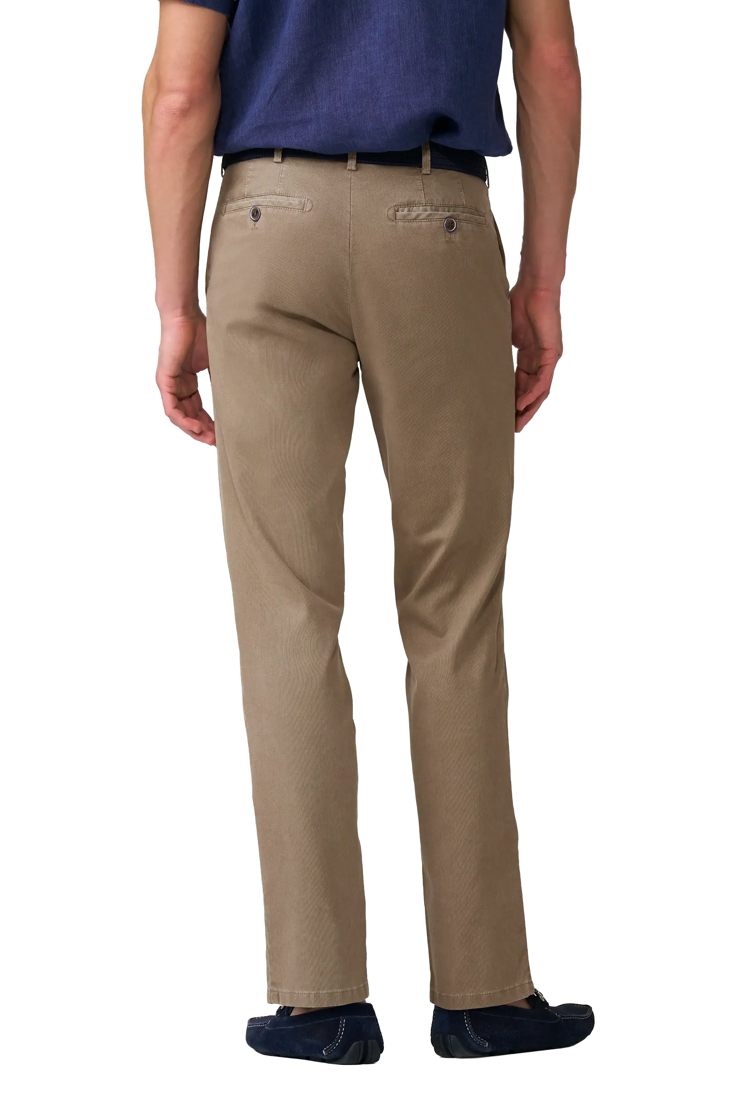 Roma Stretch Fine Texture Chino Trousers - Taupe - Image 2