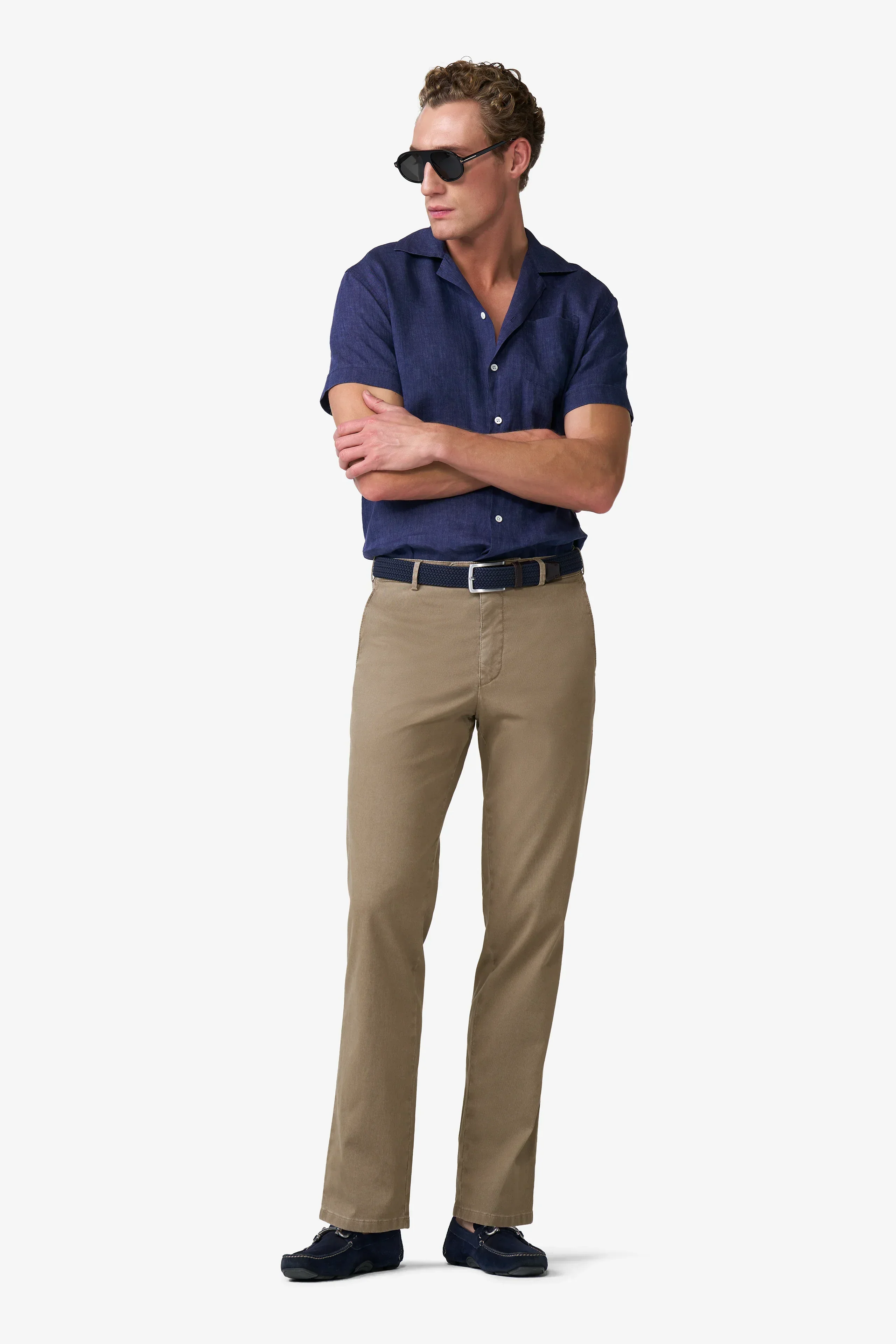 Roma Stretch Fine Texture Chino Trousers - Taupe - Image 4