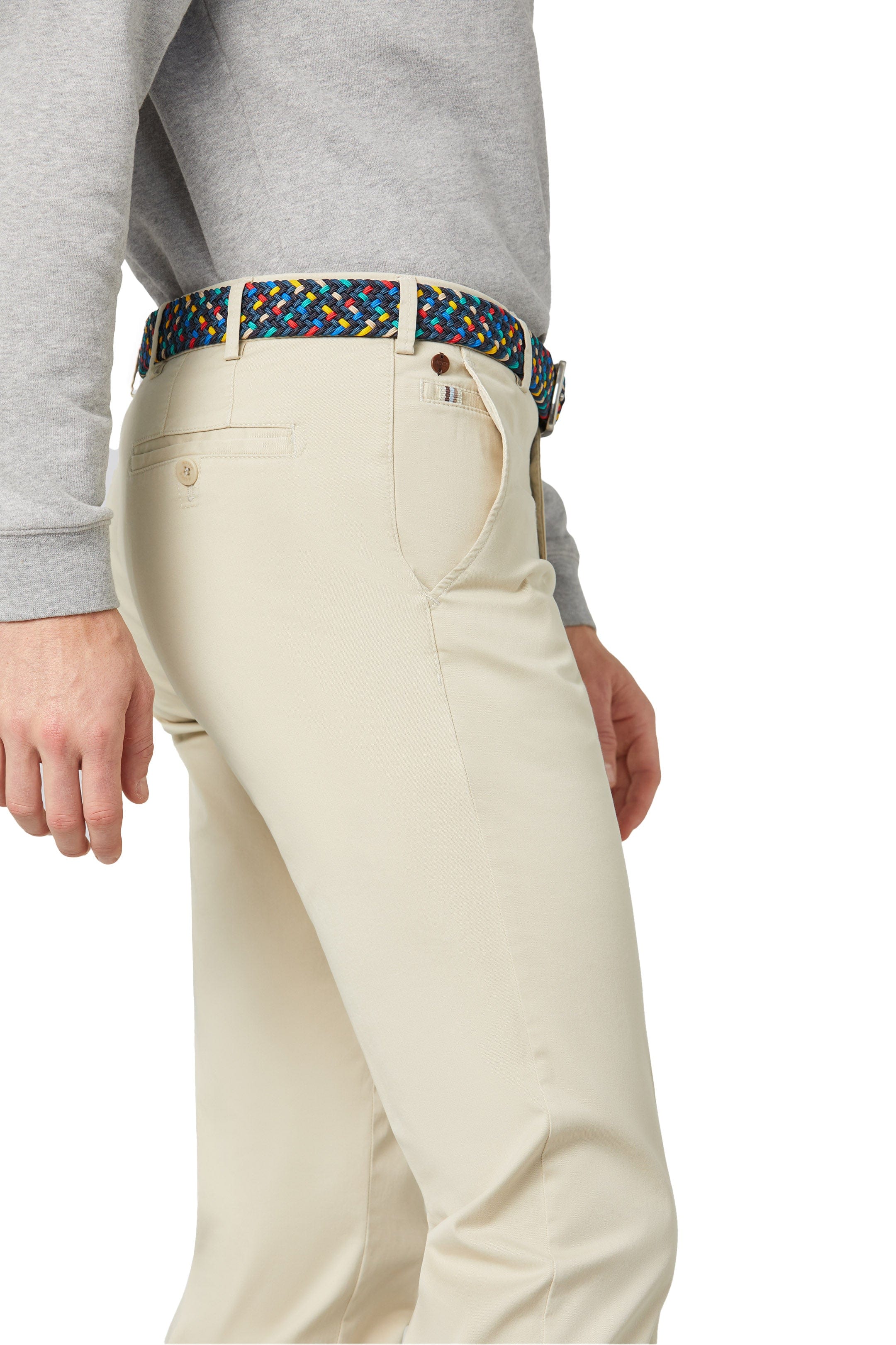 Roma Super Soft Lightweight Cotton Chinos - Beige - Image 3