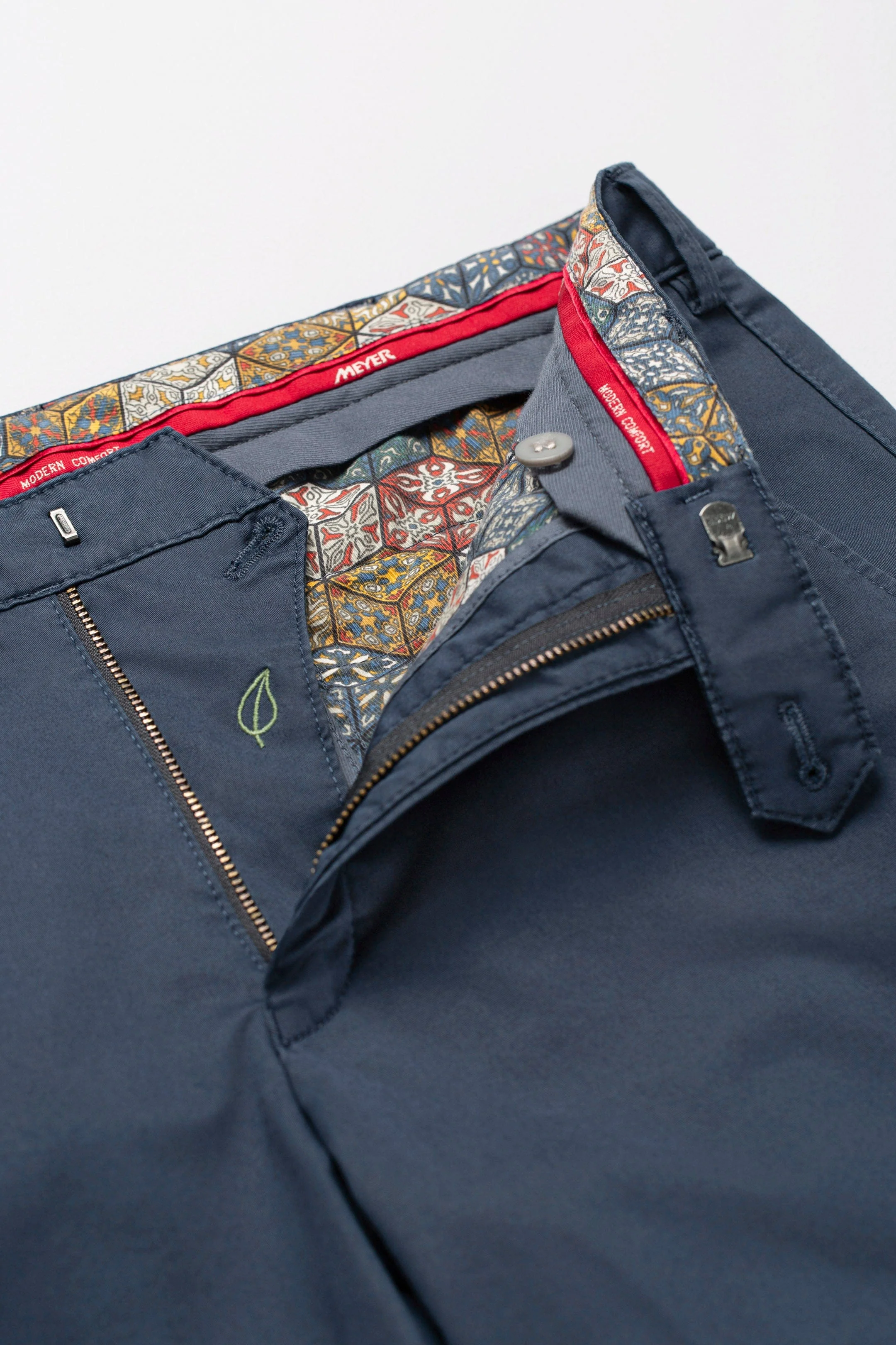 Roma Super Soft Lightweight Cotton Chinos - Dark Blue - Image 4