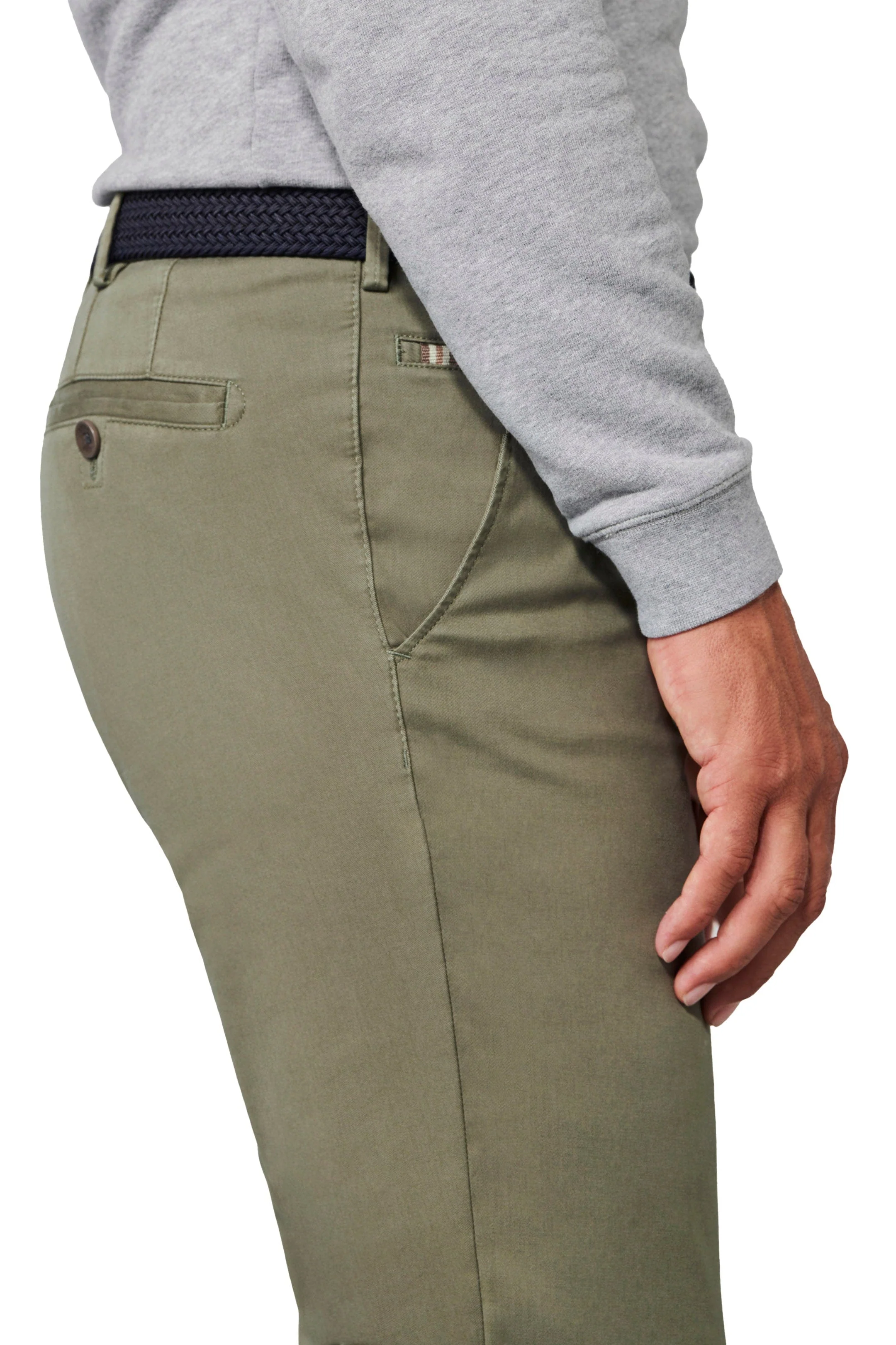 Roma Super Soft Lightweight Cotton Chinos - Olive - Image 3