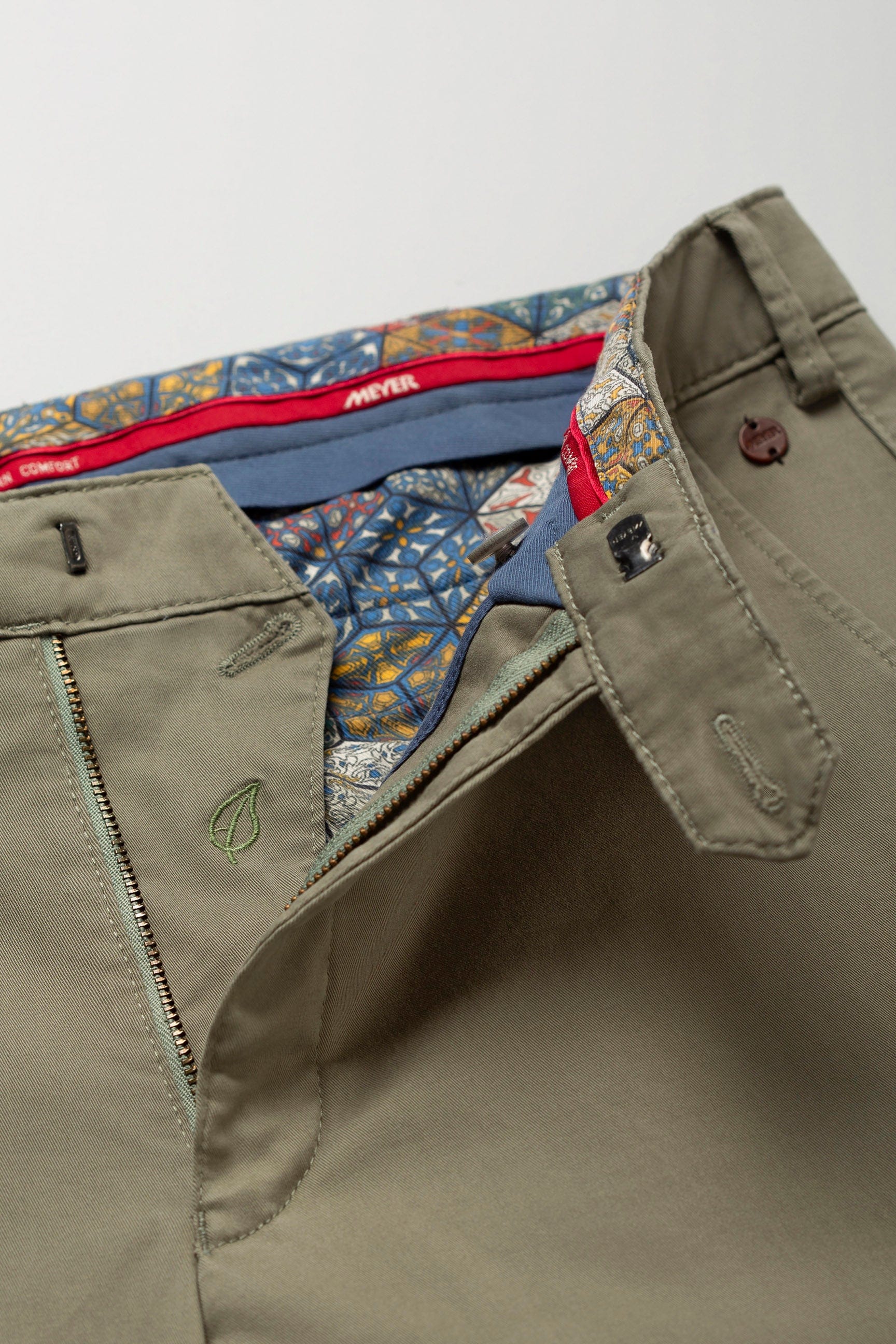Roma Super Soft Lightweight Cotton Chinos - Olive - Image 4