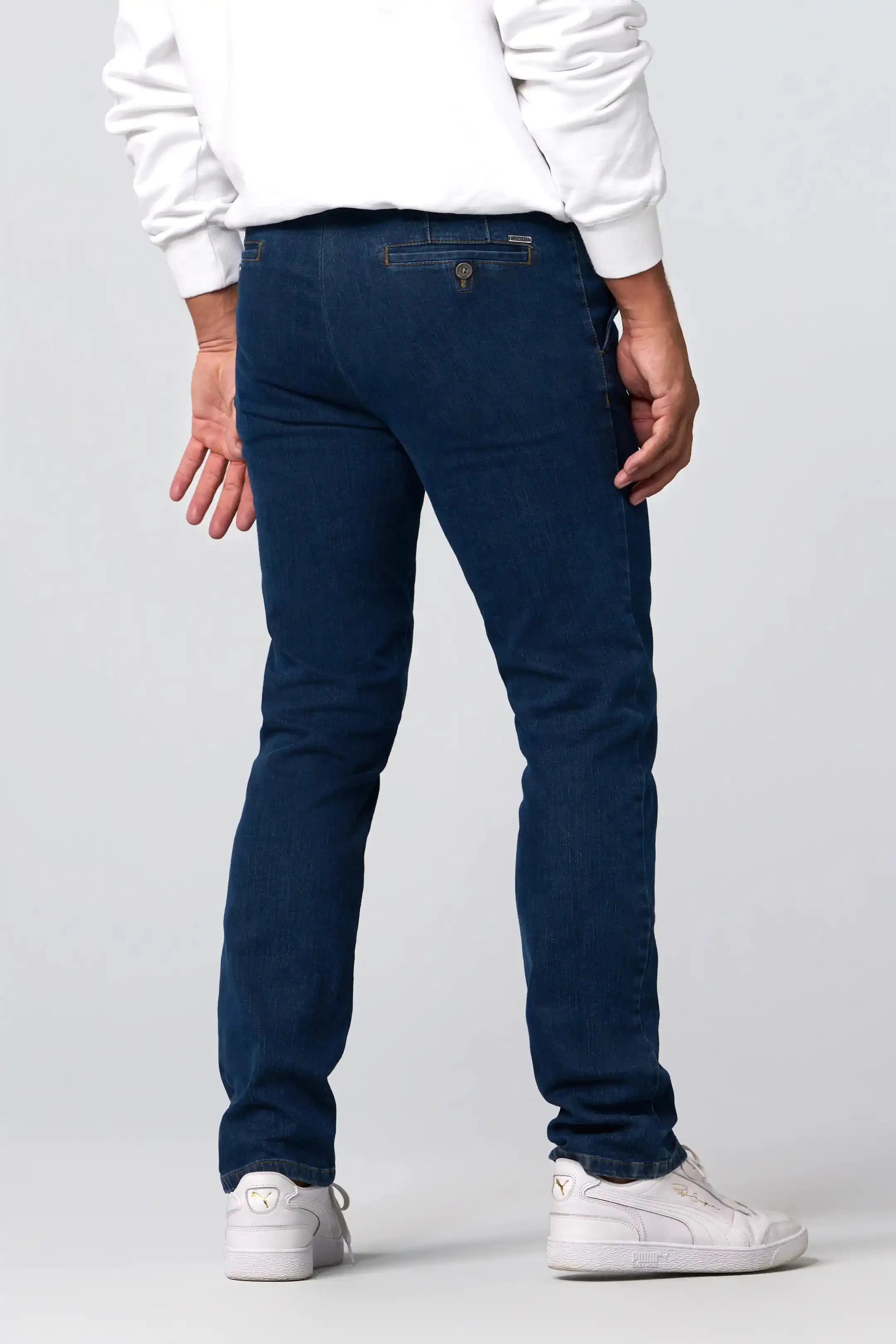Roma Cotton Stretch Regular Denim Trousers - Blue Stone - Image 4