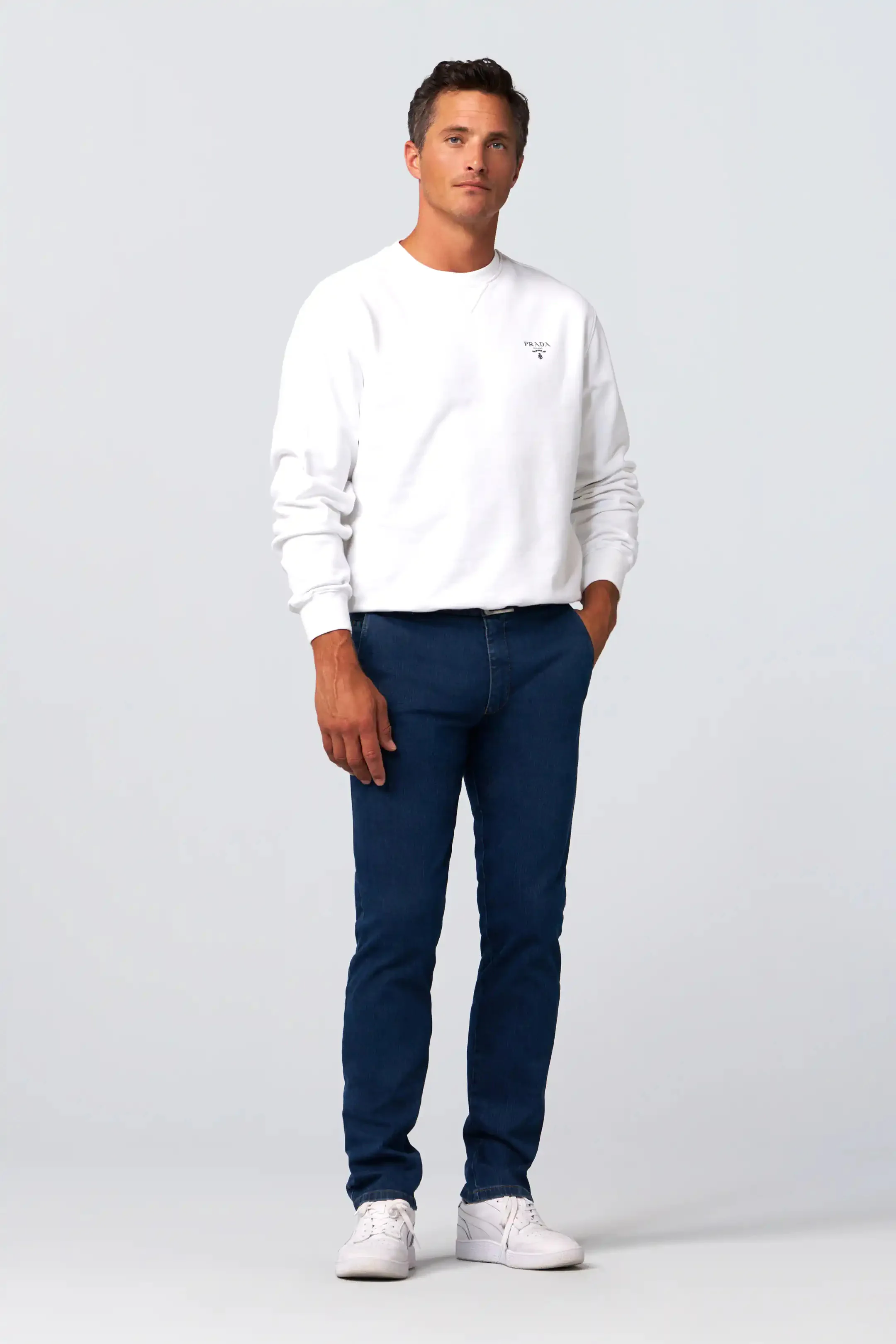 Roma Cotton Stretch Regular Denim Trousers - Blue Stone - Image 6