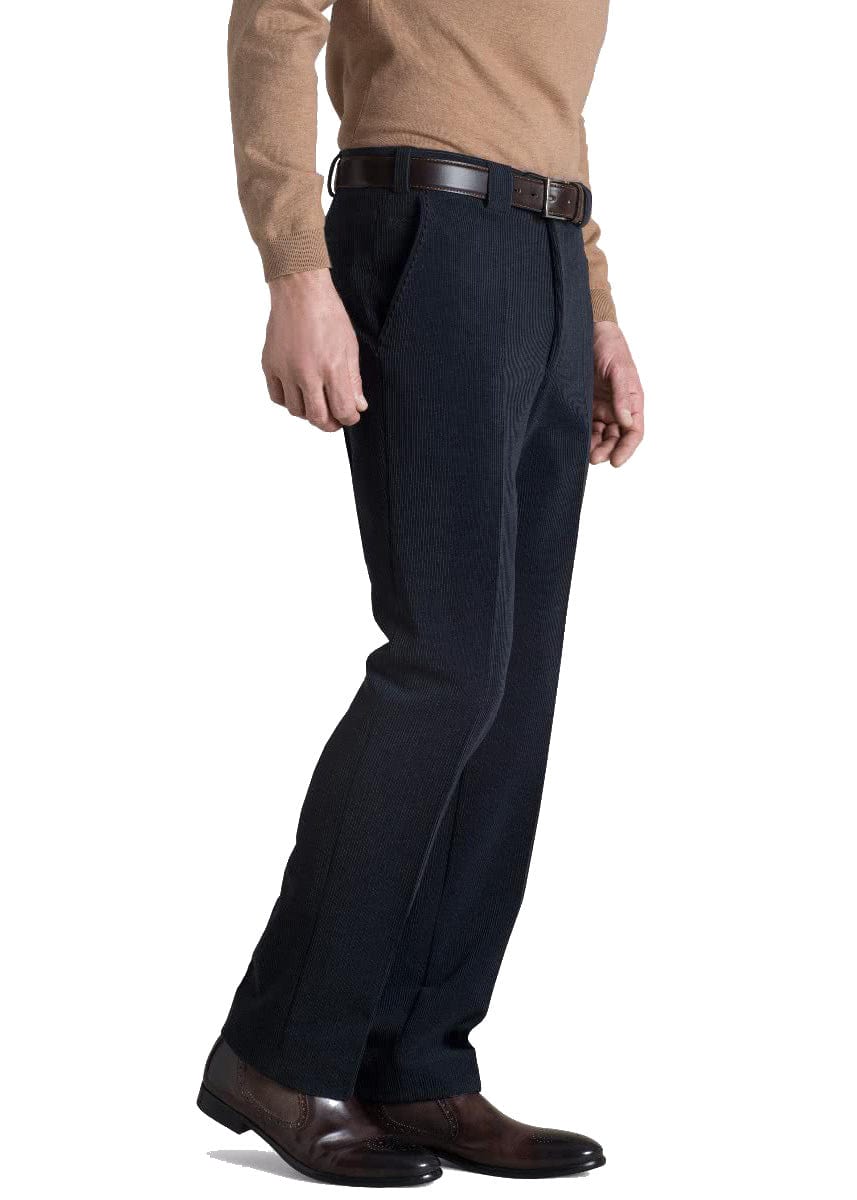 Roma Trevira Wool Cord Trousers - Navy