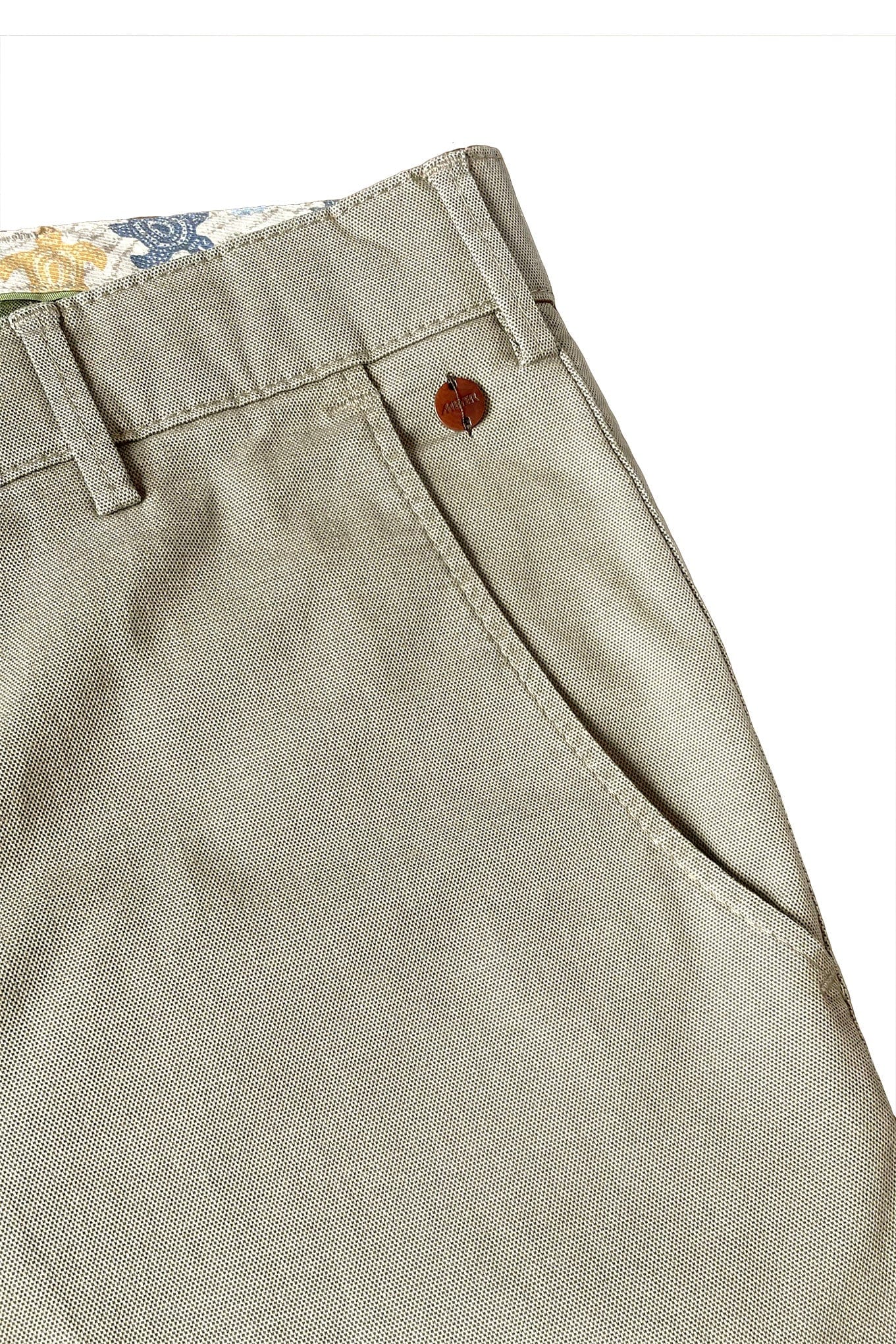 Roma Two-Tone Cotton Stretch Chinos - Soft Beige - Image 2