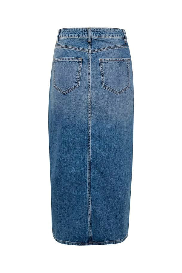 Louis Denim Wrap Style Midi Skirt - Medium Blue Retro Wash - Image 2