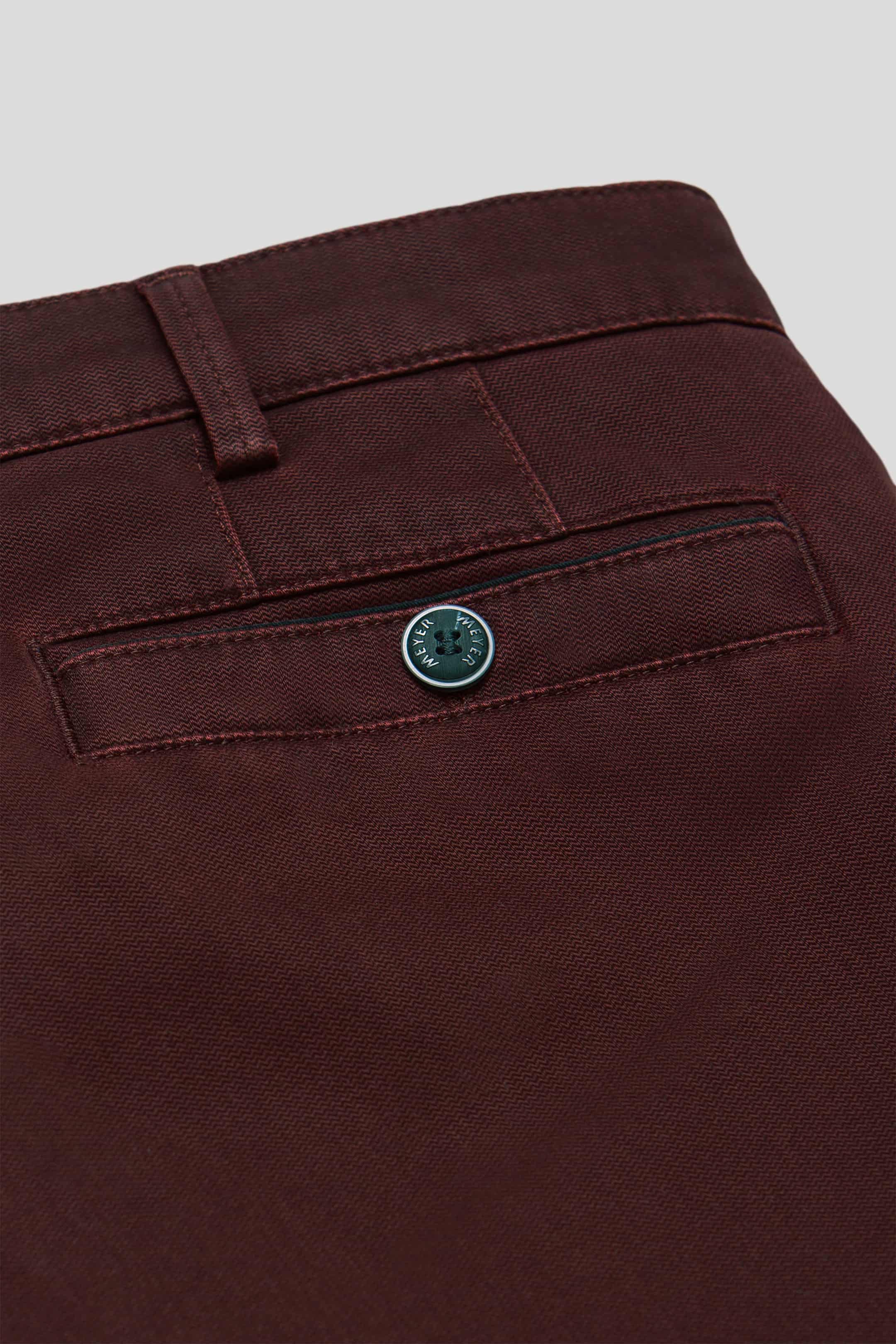 New York Fine Texture Cotton Stretch Chinos - Burgundy - Image 3